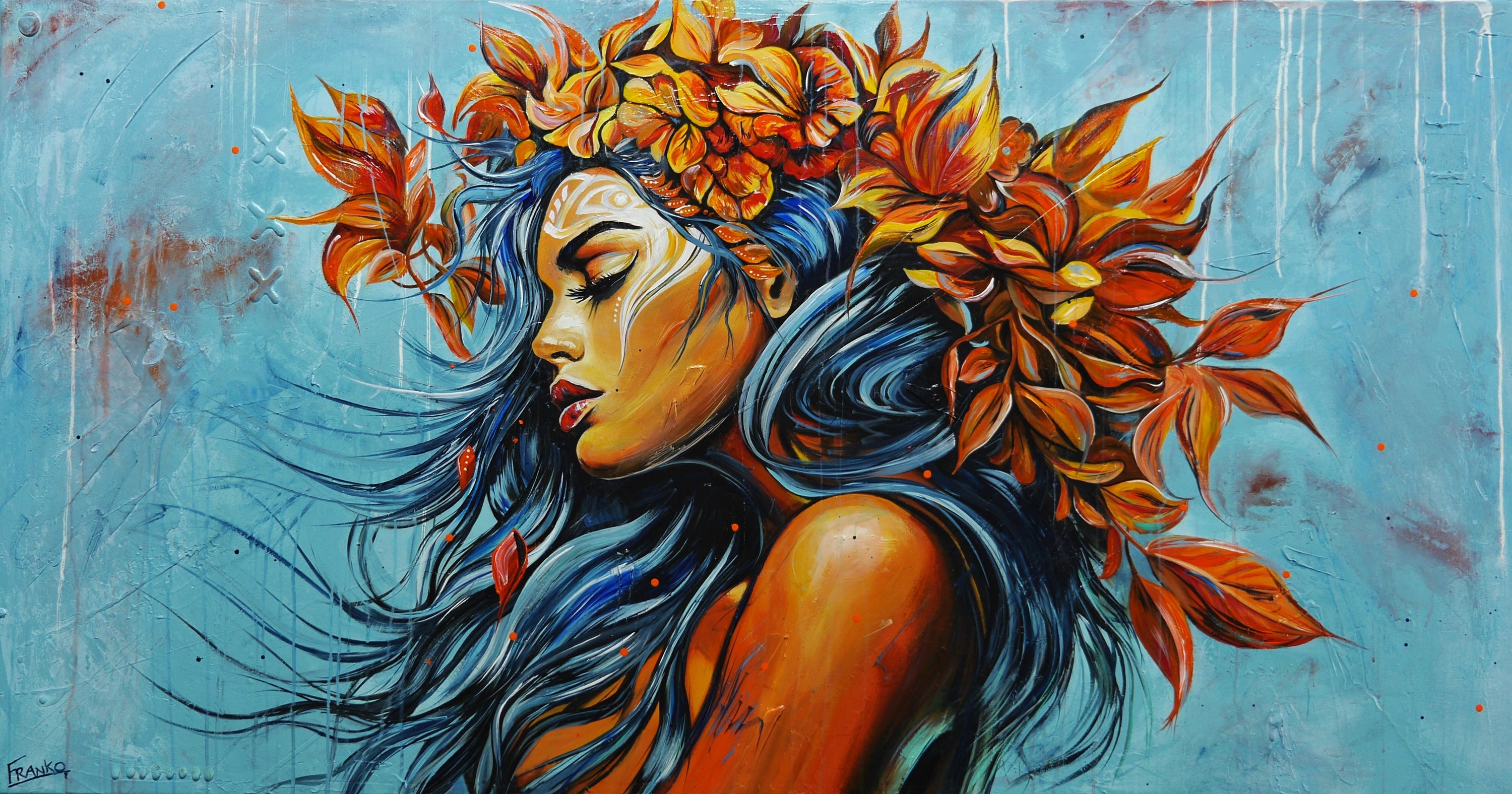 Nike 190cm x 100cm FRAMED Abstract Realism Textured Painting-people-[Franko_Artist]-[Australian_artist]-[Gold_Coast]-[Brisbane]-[modern]-[contemporary]-[original]-[Large_artwork]-Franklin Art Studio