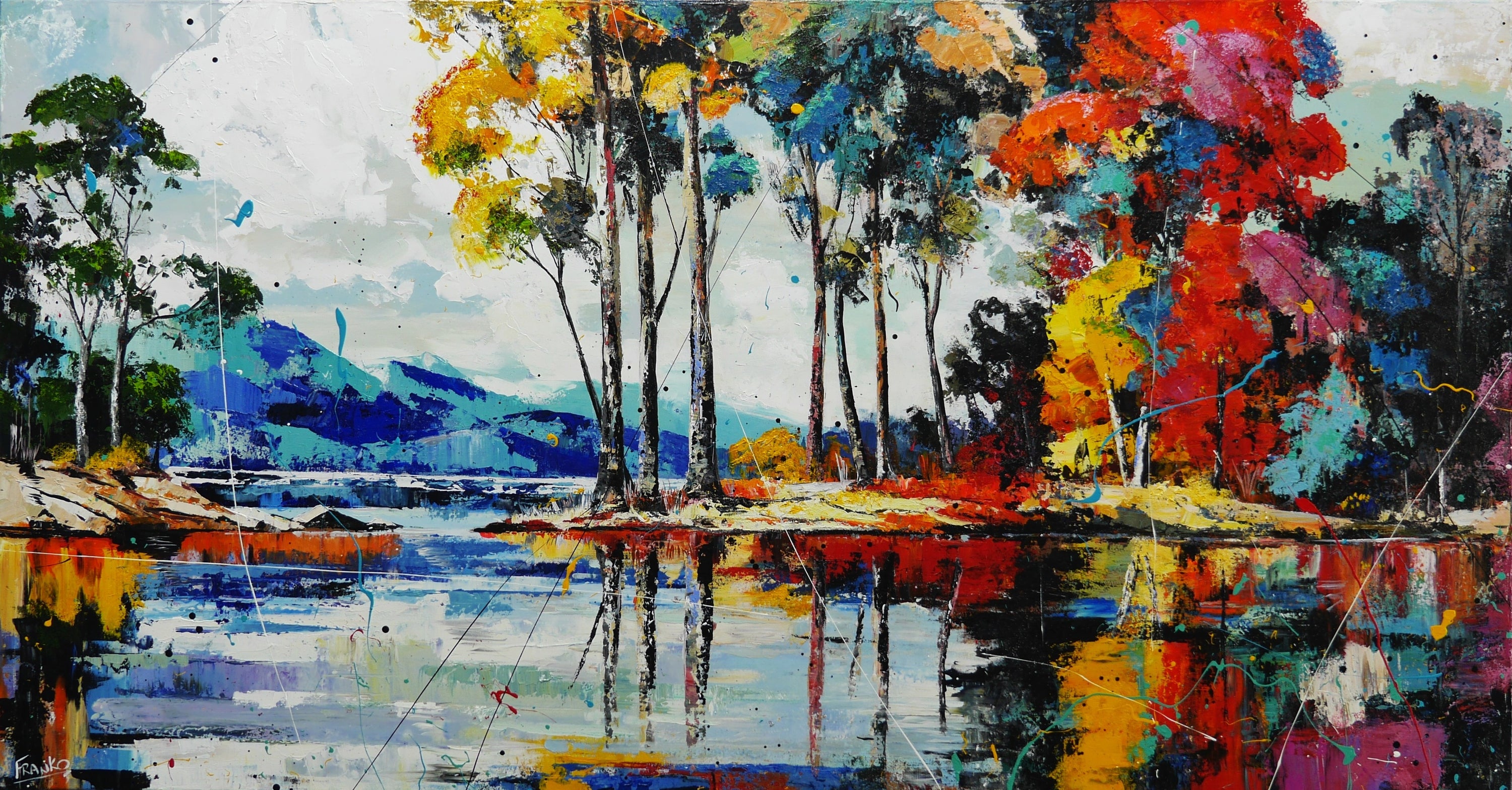A Quiet Reach 190cm x 100cm FRAMED Landscape Textured Abstract Realism Painting (SOLD)