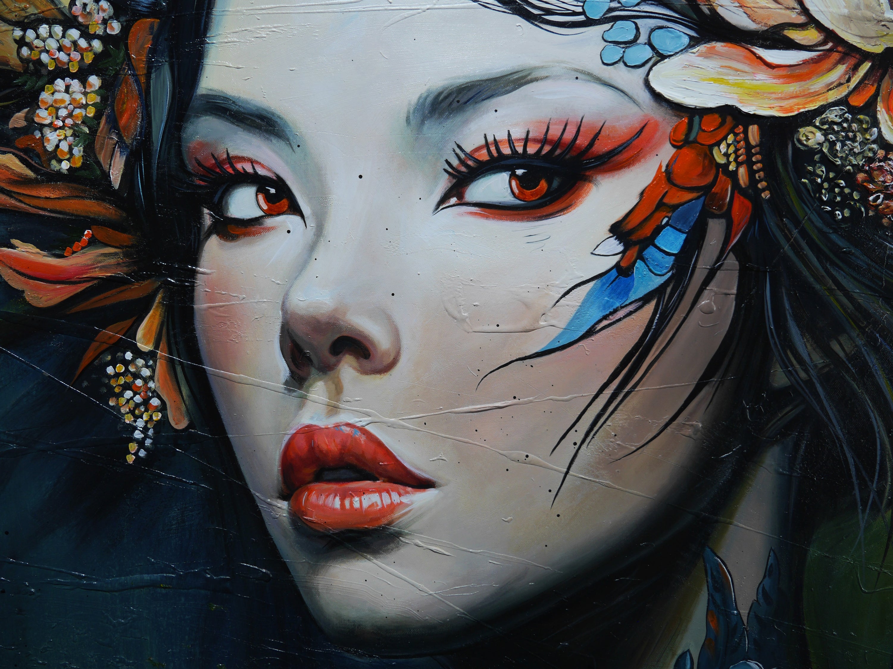 Ayaka 190cm x 100cm FRAMED Abstract Realism Textured Painting