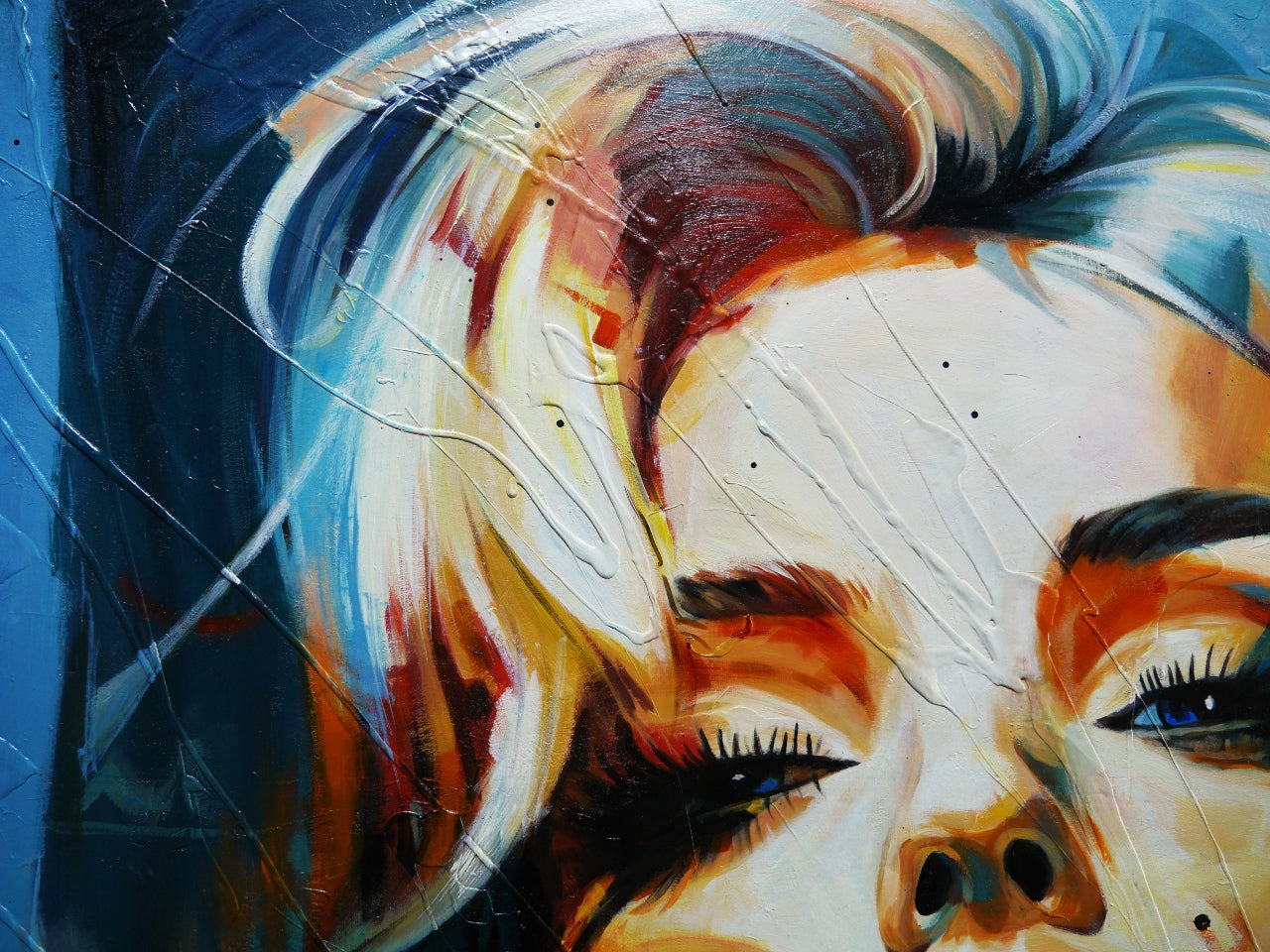Evocative 140cm x 180cm Framed Marilyn Monroe Abstract Realism Textured Painting