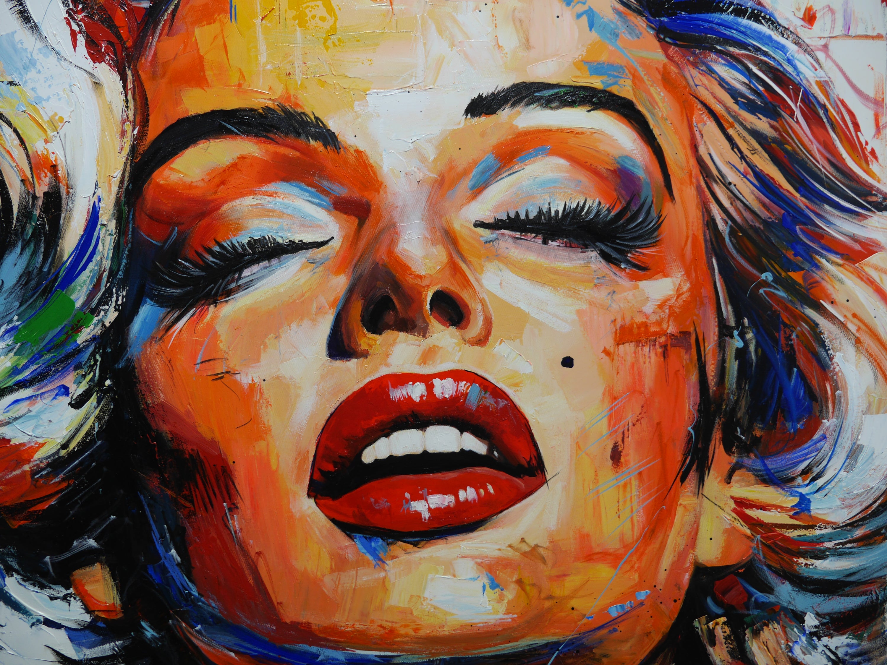 Golden Siren 140cm x 180cm FRAMED Marilyn Munroe Abstract Realism Textured Painting