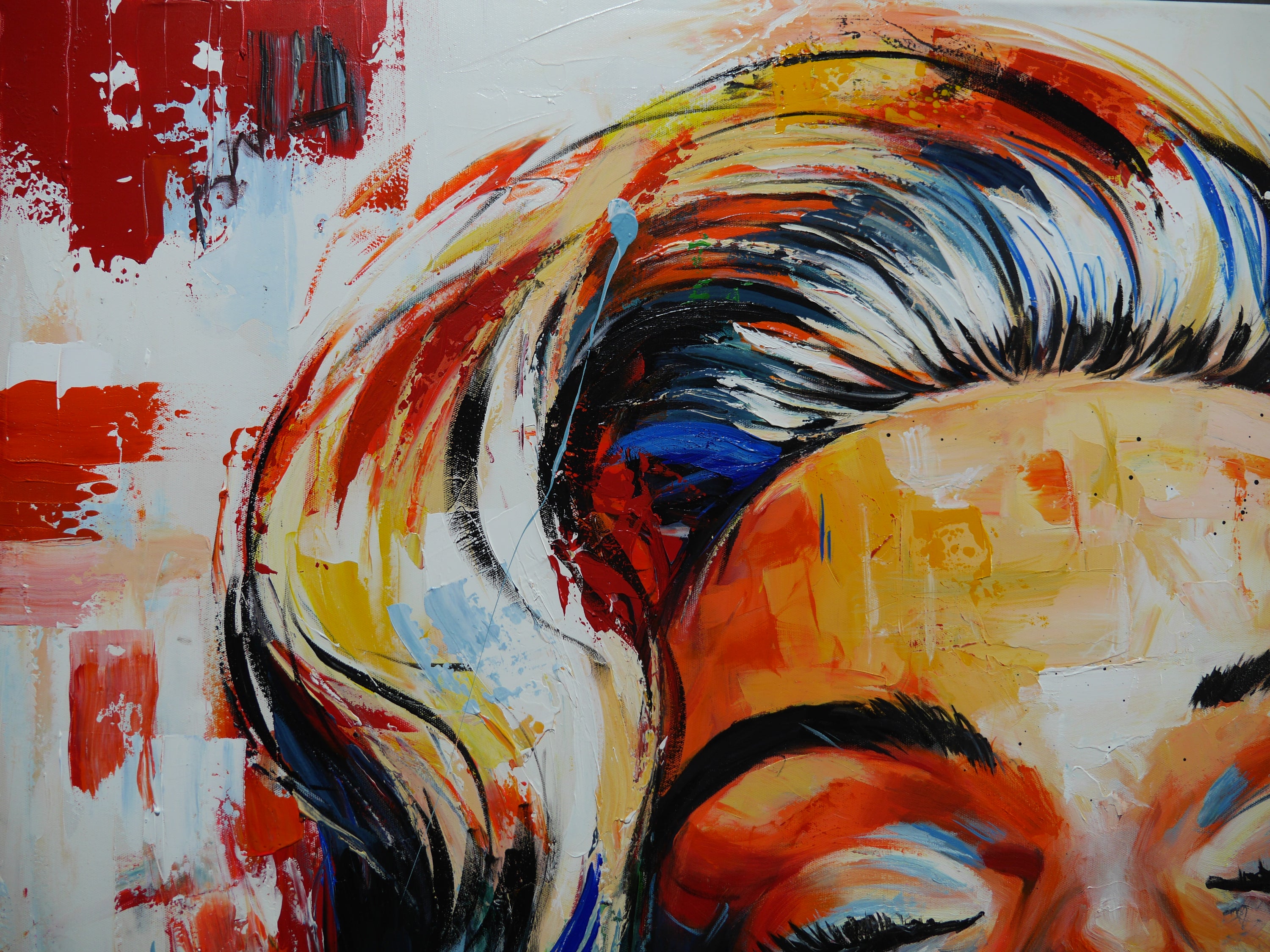 Golden Siren 140cm x 180cm FRAMED Marilyn Munroe Abstract Realism Textured Painting