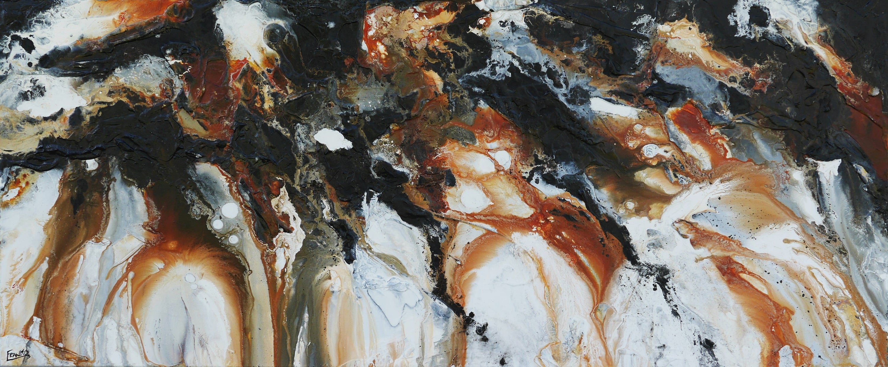Rustic Devotion 240cm x 100cm White Rust Black Textured Abstract Painting-Abstract-[Franko_Artist]-[Australian_artist]-[Gold_Coast]-[Brisbane]-[modern]-[contemporary]-[original]-[Large_artwork]-Franklin Art Studio