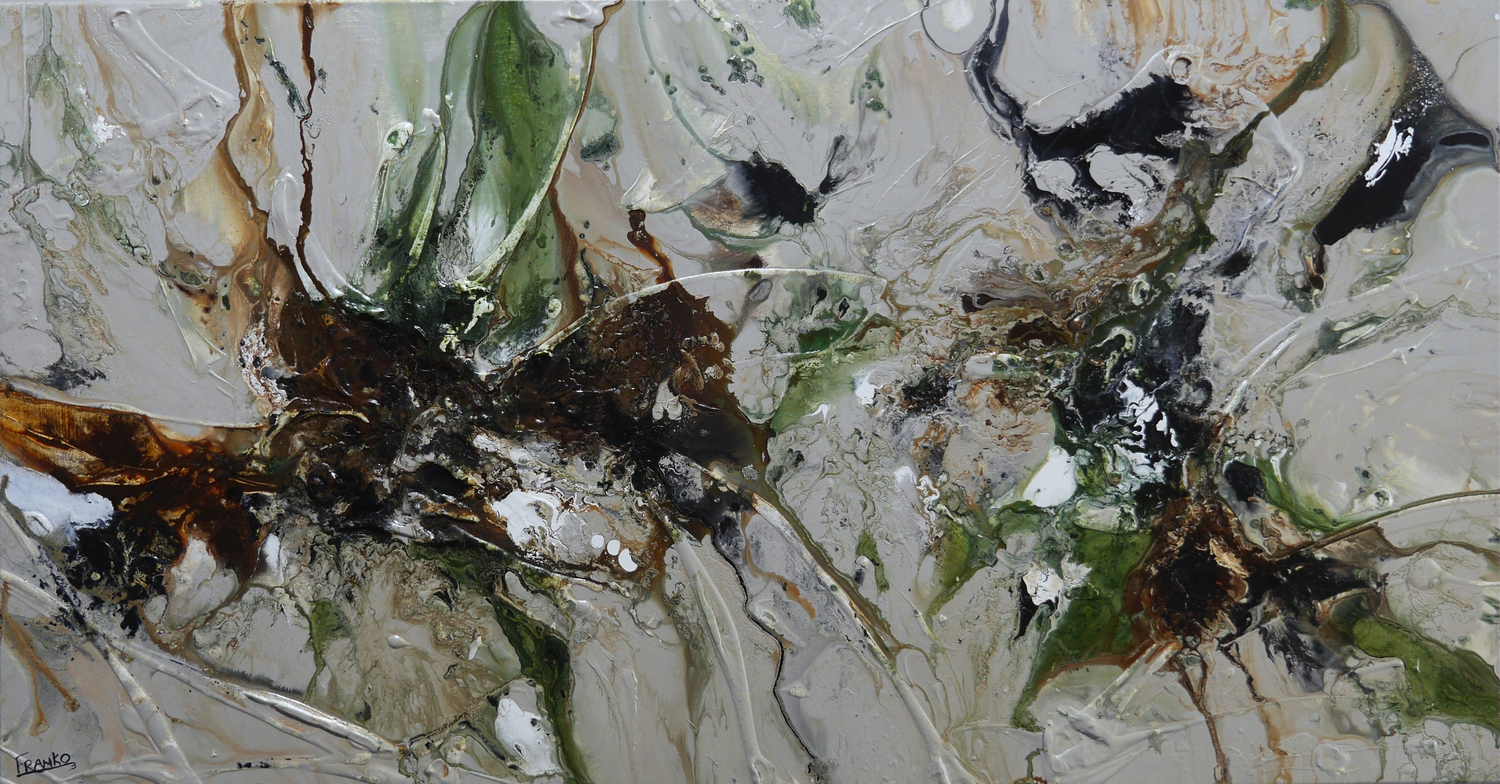 Olives and Coconuts 190cm x 100cm Textured Abstract Painting-Abstract-[Franko_Artist]-[Australian_artist]-[Gold_Coast]-[Brisbane]-[modern]-[contemporary]-[original]-[Large_artwork]-Franklin Art Studio