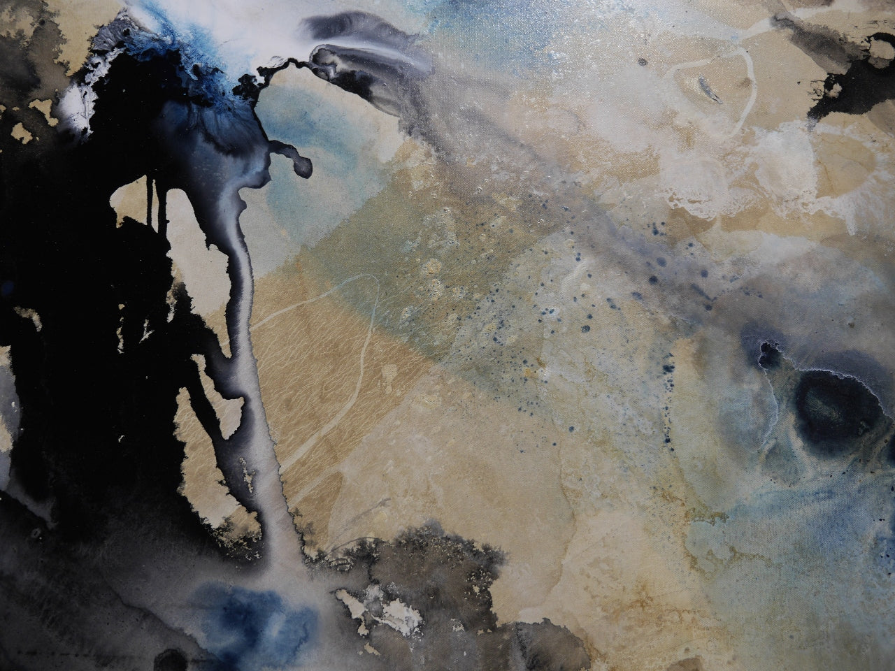 Refined 77 250cm x 150cm Blended Ink Abstract Painting