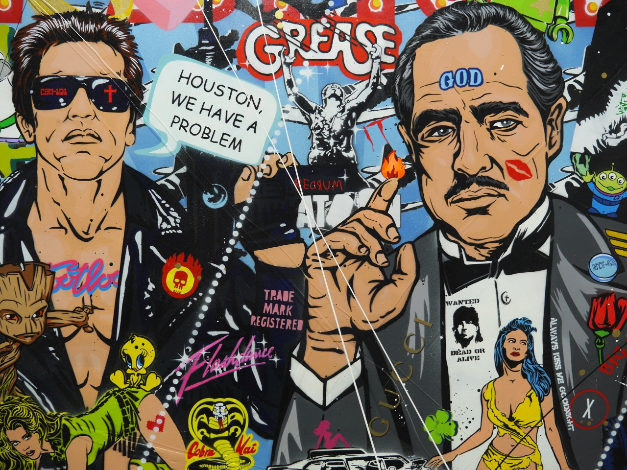 The Golden Ticket 240cm x 120cm Textured Urban Pop Art Painting