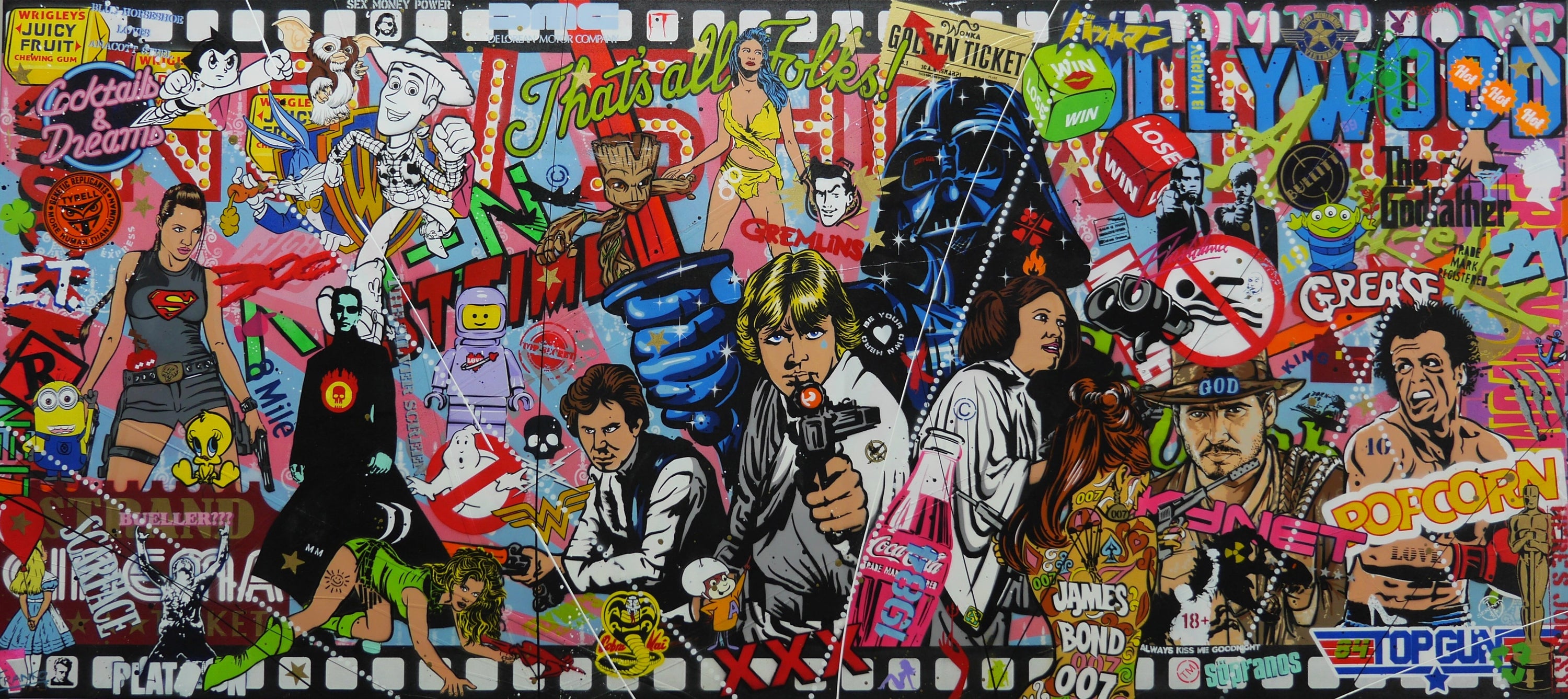 Cinematica Maxed 270cm x 120cm Textured Urban Pop Art Painting