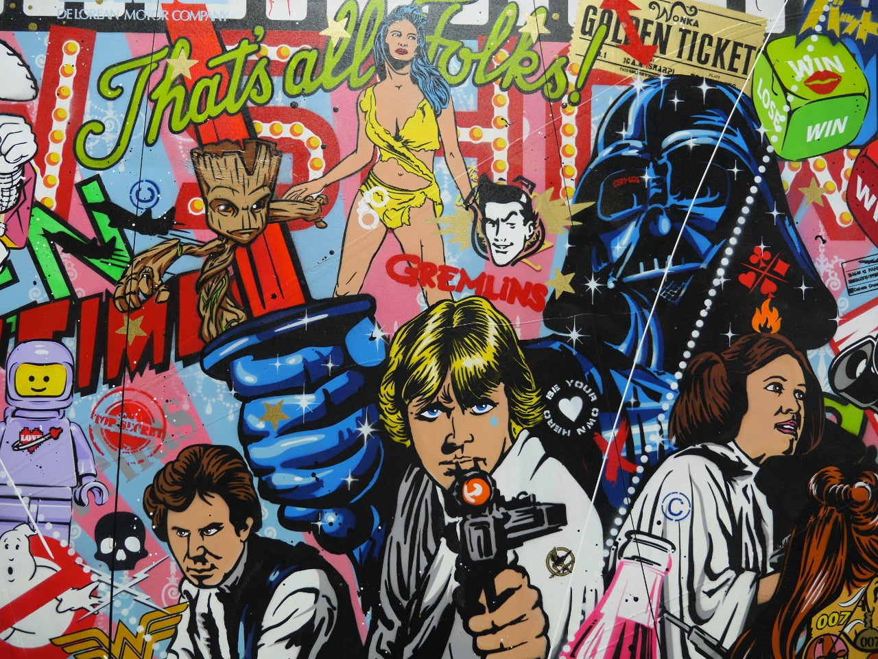 Cinematica Maxed 270cm x 120cm Textured Urban Pop Art Painting