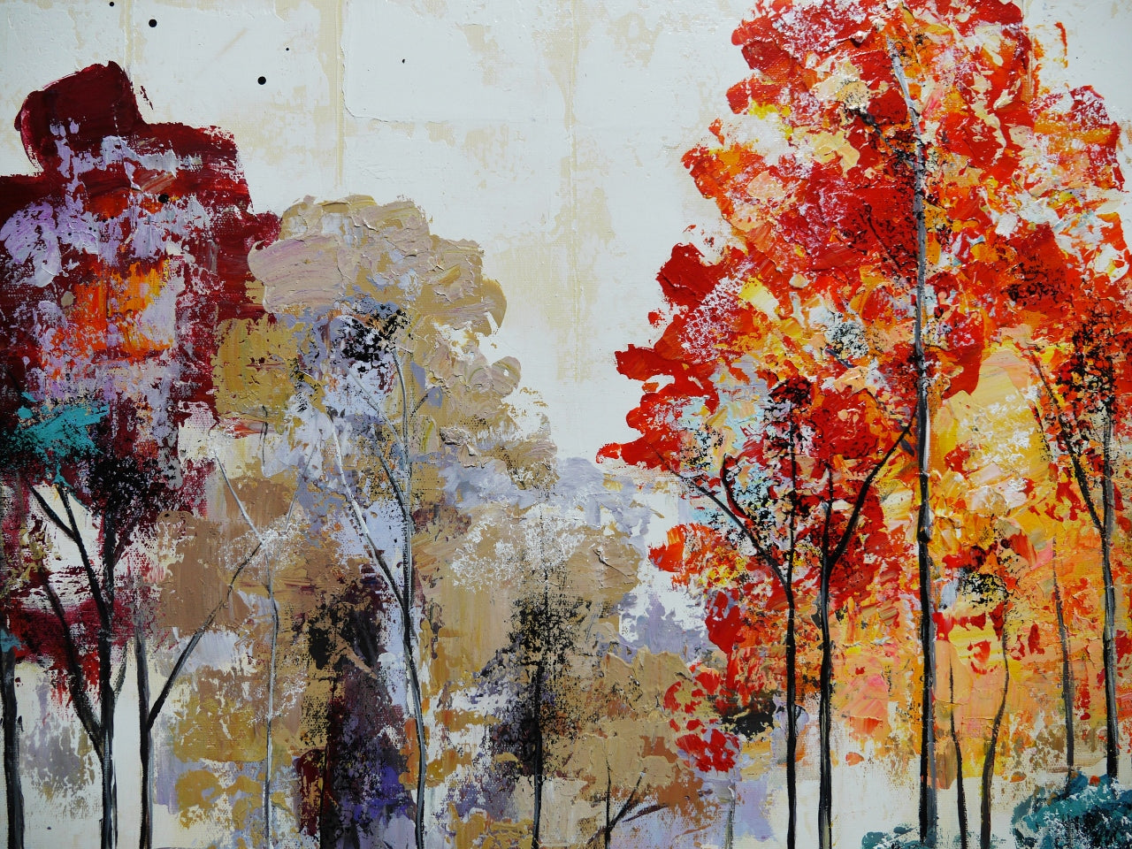 Autumn Light 200cm x 120cm Framed Landscape Textured Abstract Realism Painting