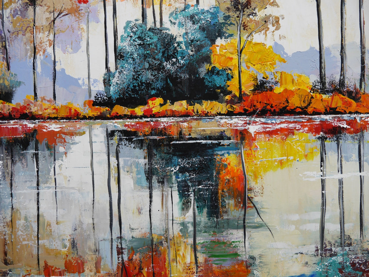 Autumn Light 200cm x 120cm Framed Landscape Textured Abstract Realism Painting
