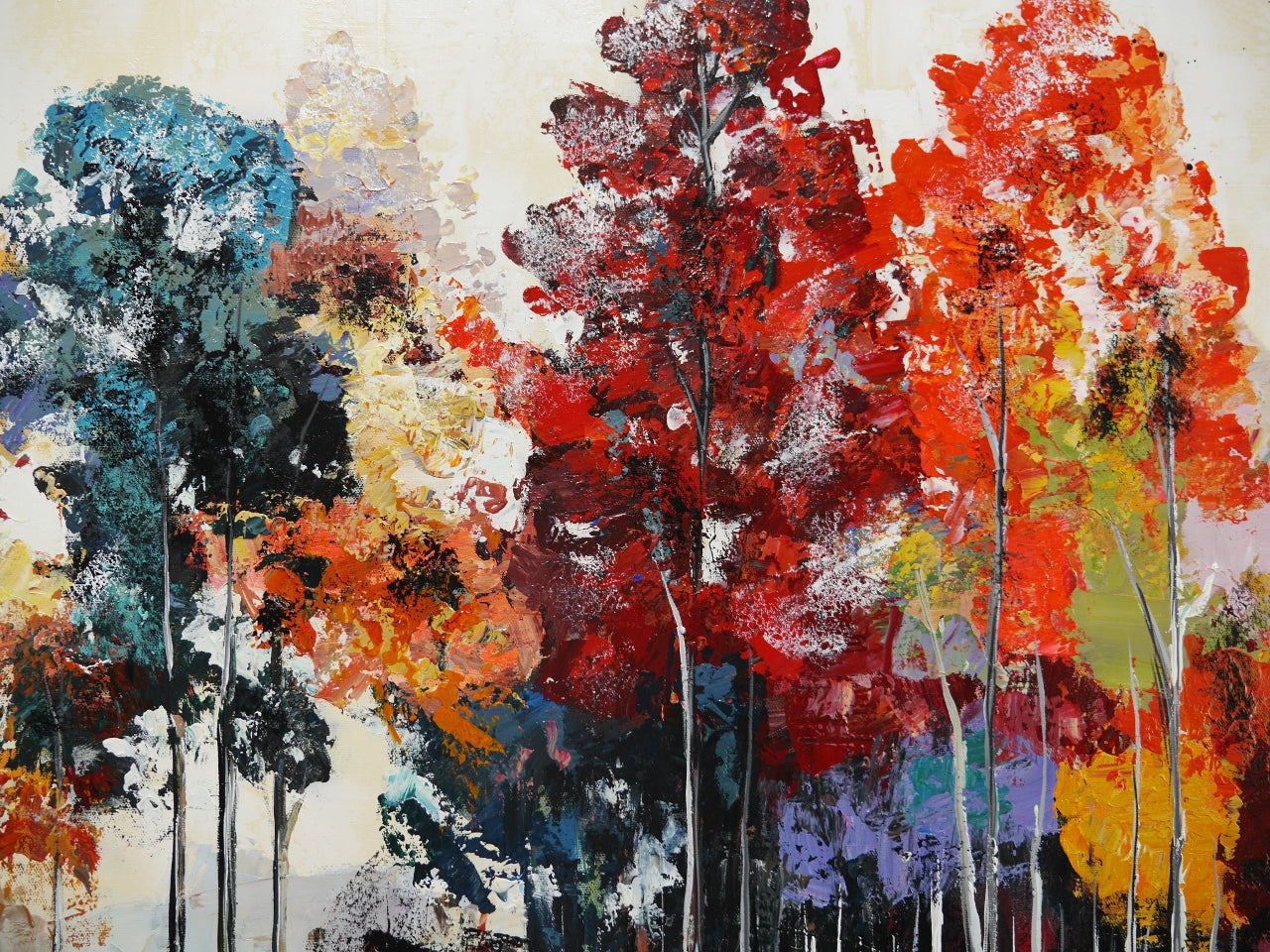 Autumn Light 200cm x 120cm Framed Landscape Textured Abstract Realism Painting