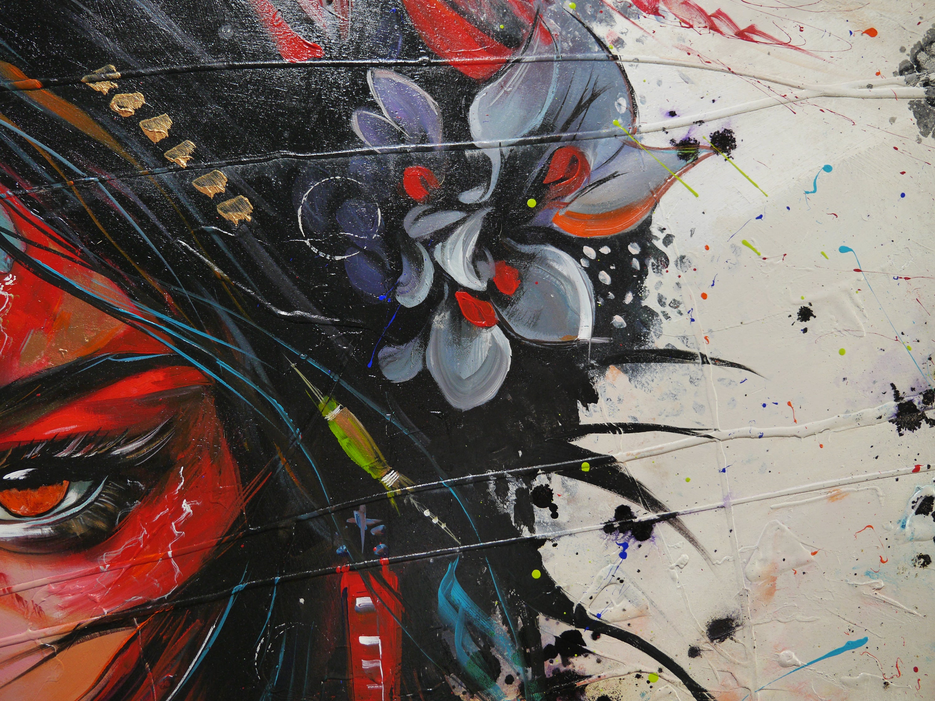 Chikara 200cm x 120cm FRAMED Geisha Abstract Realism Textured Painting