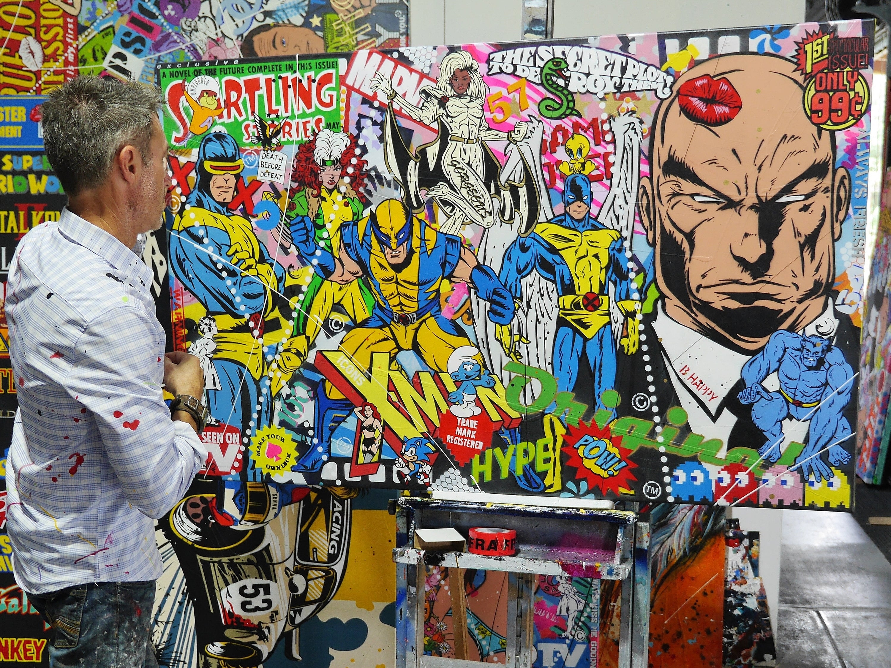 X Marks The Spot 160cm x 100cm Textured Urban Pop Art Painting