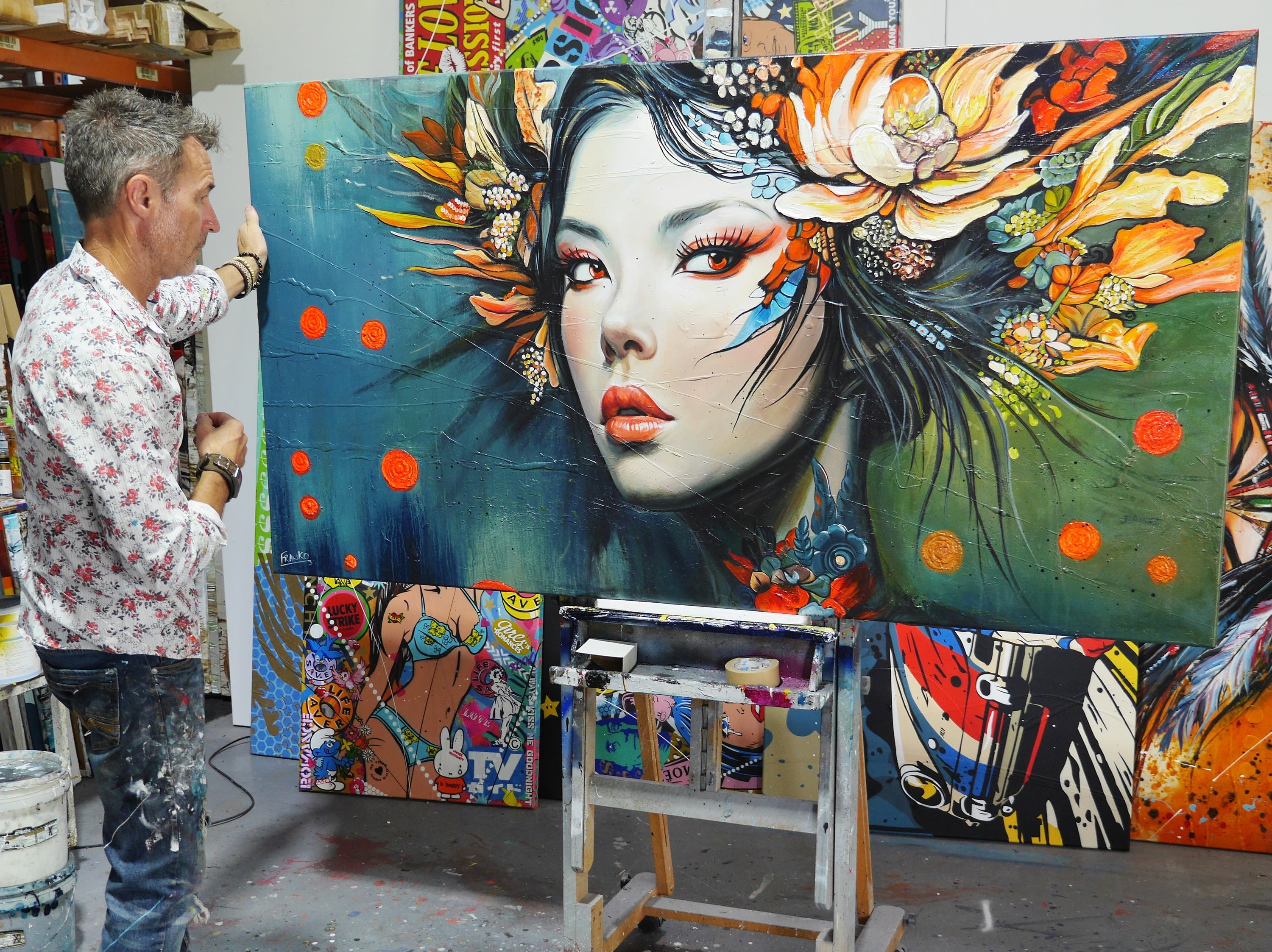 Ayaka 190cm x 100cm FRAMED Abstract Realism Textured Painting