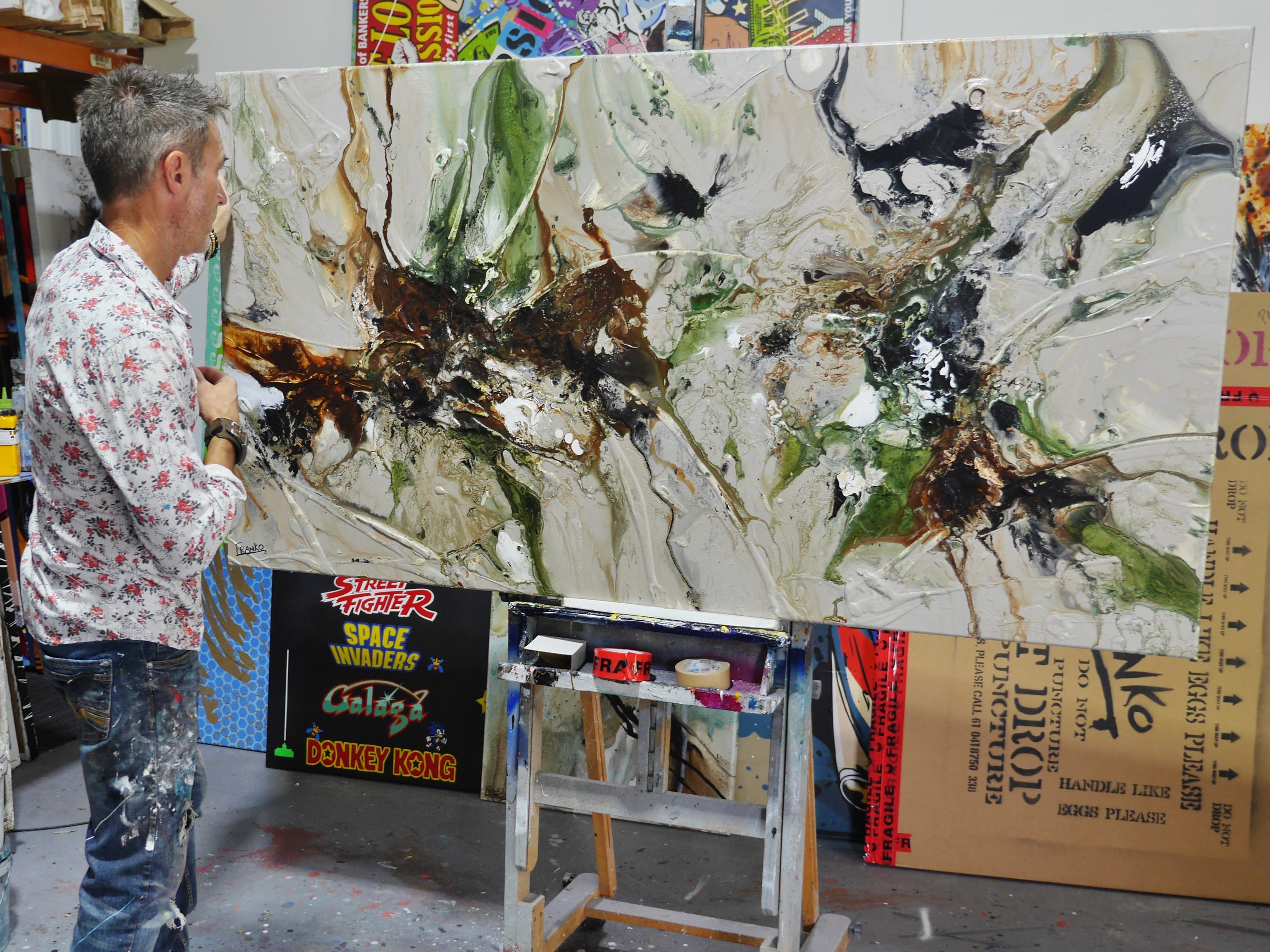 Olives and Coconuts 190cm x 100cm Textured Abstract Painting