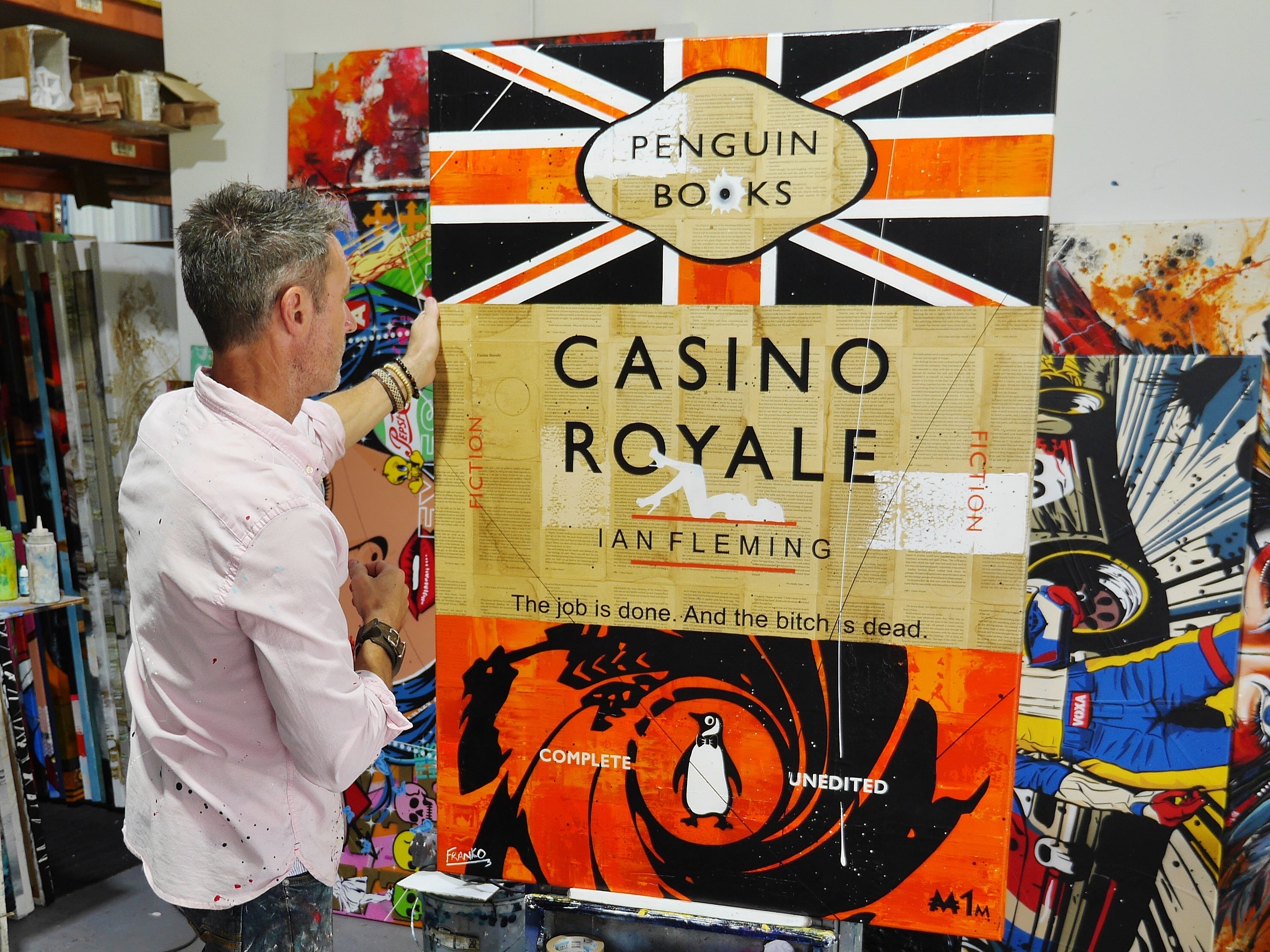 James at the Casino 140cm x 100cm Urban Pop Book Club Painting