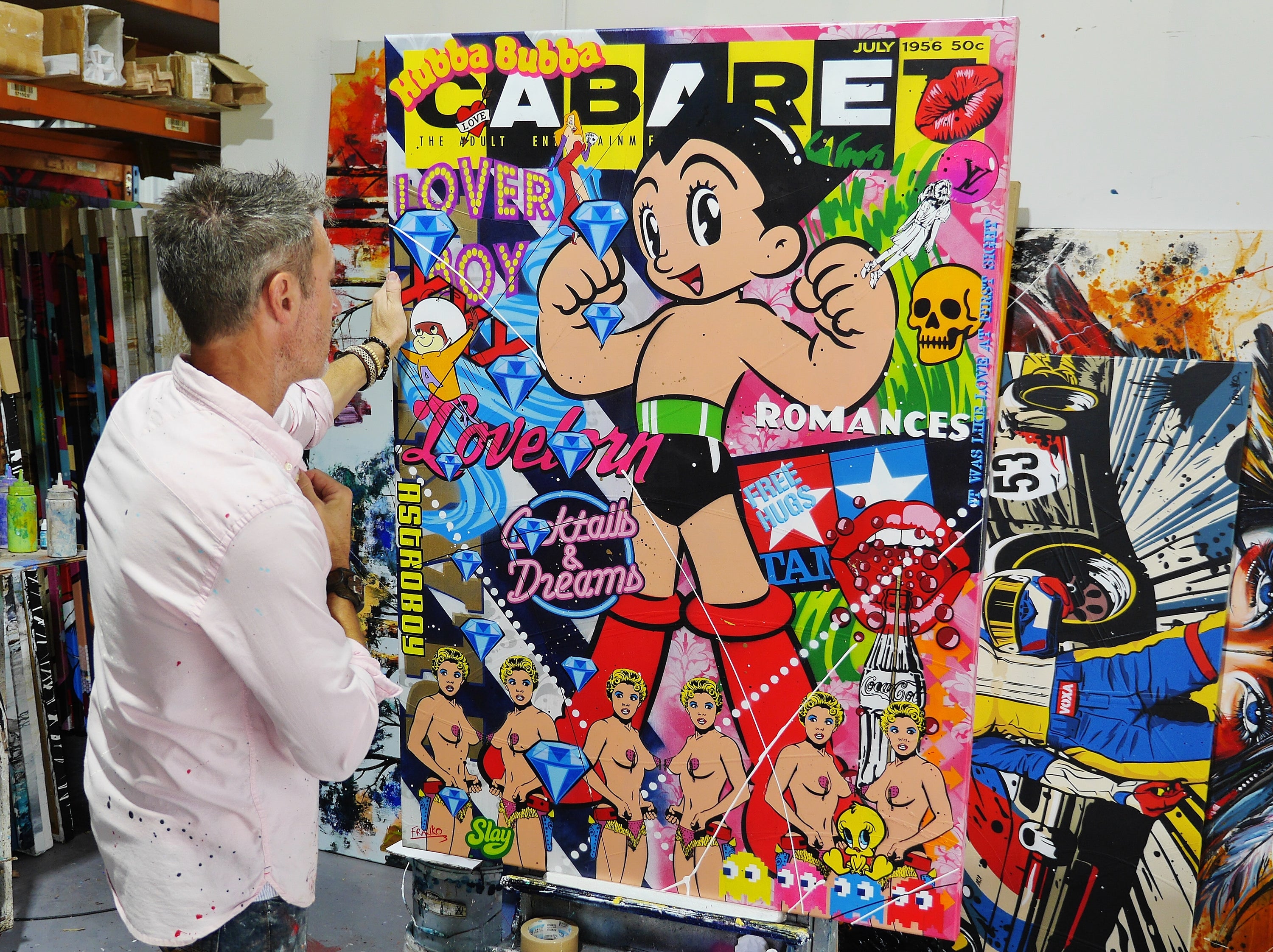 Cabaret Astro 140cm x 100cm Textured Urban Pop Art Painting
