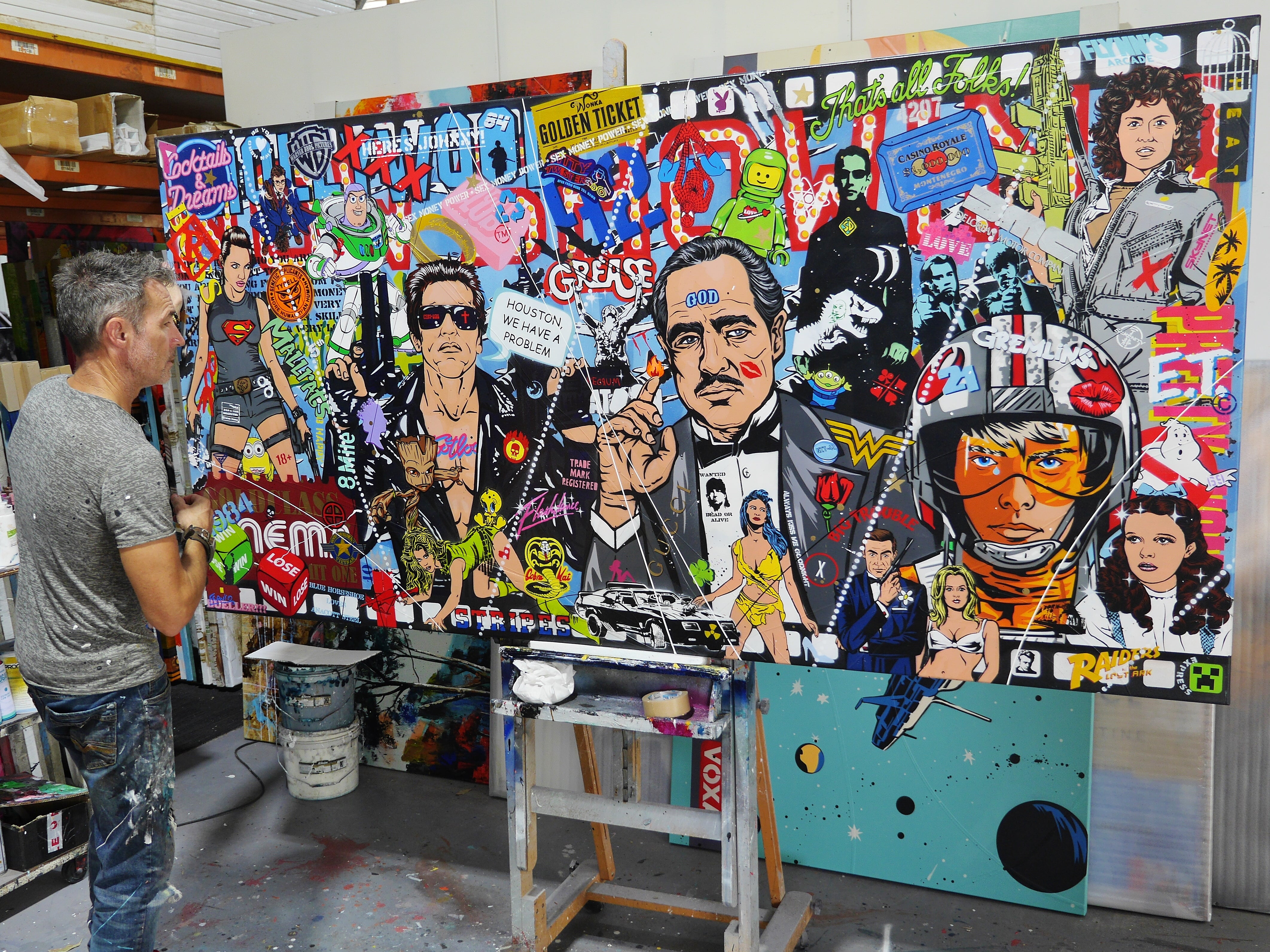 The Golden Ticket 240cm x 120cm Textured Urban Pop Art Painting