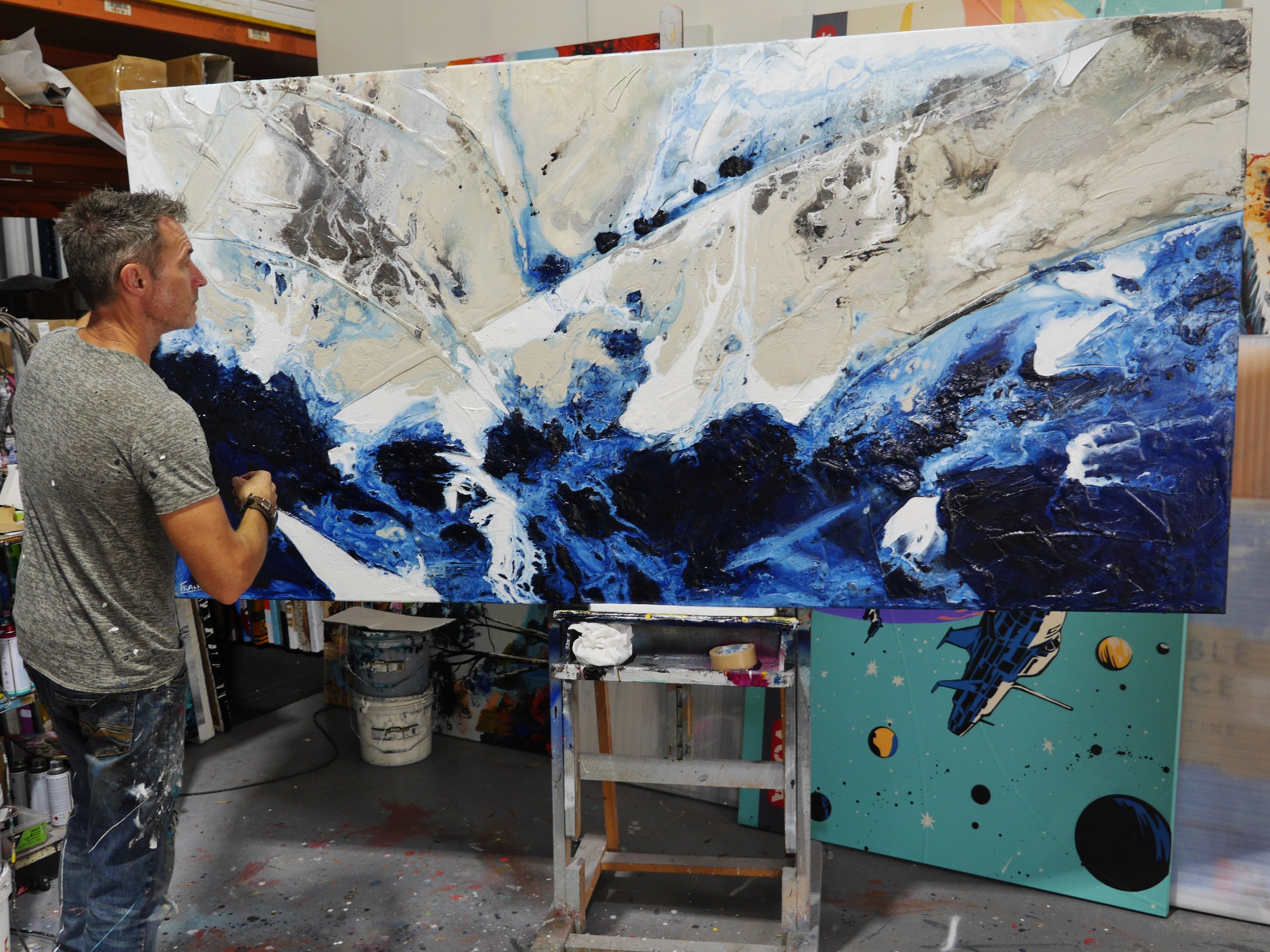 Hydrate 240cm x 120cm Textured Abstract Painting