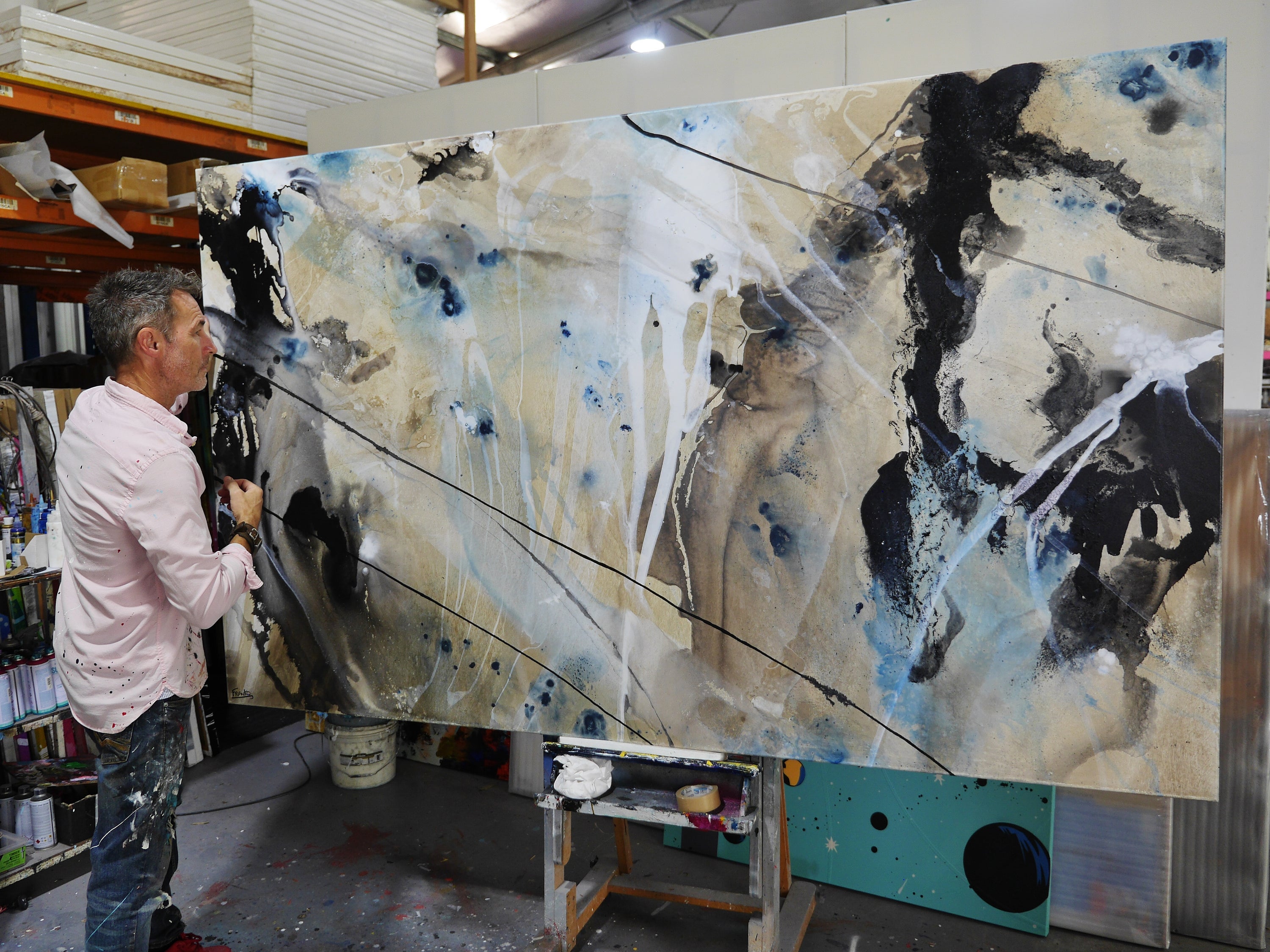 Refined 77 250cm x 150cm Blended Ink Abstract Painting