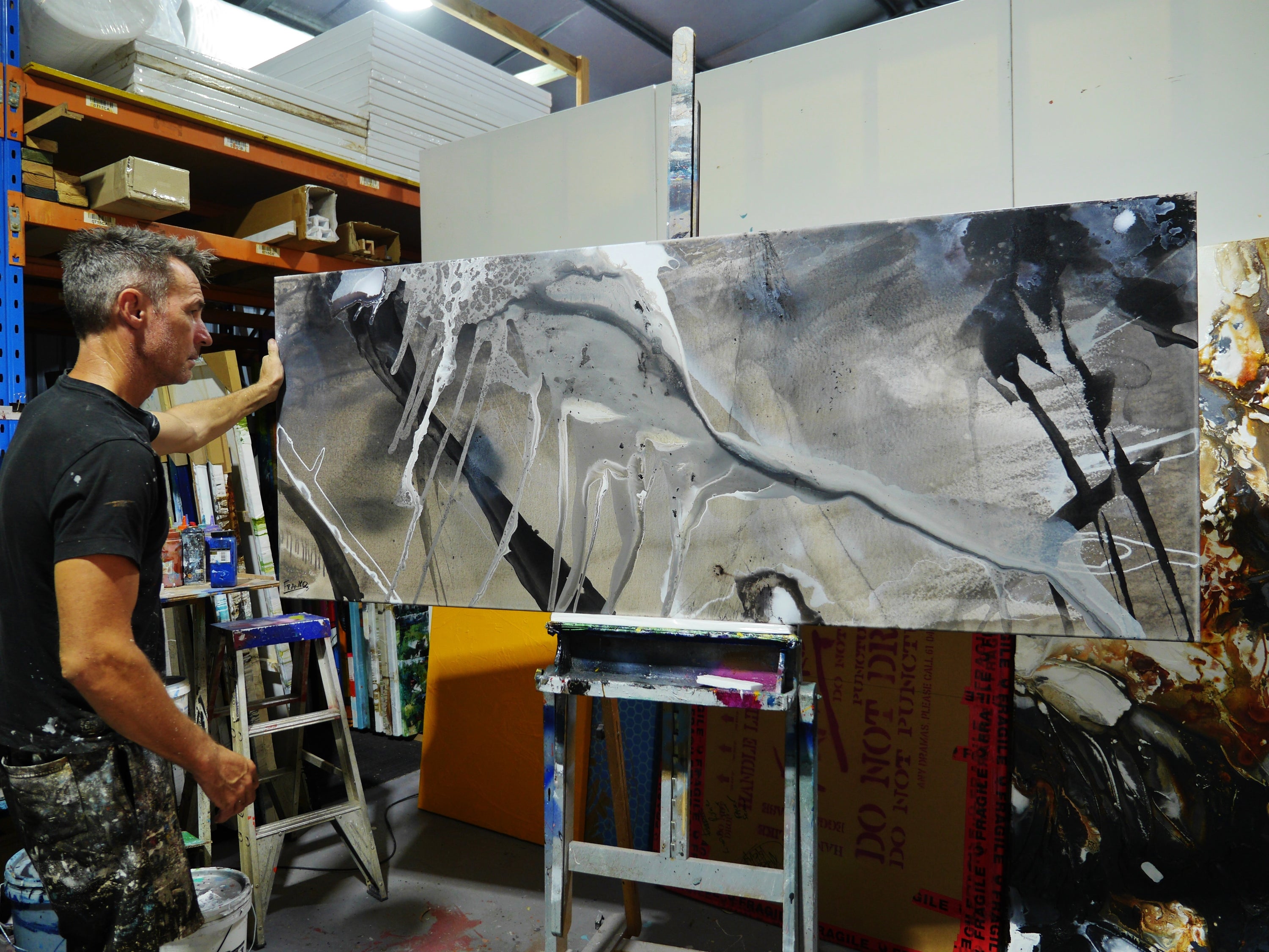 Refined 333 200cm x 80cm Blended Ink Abstract Painting