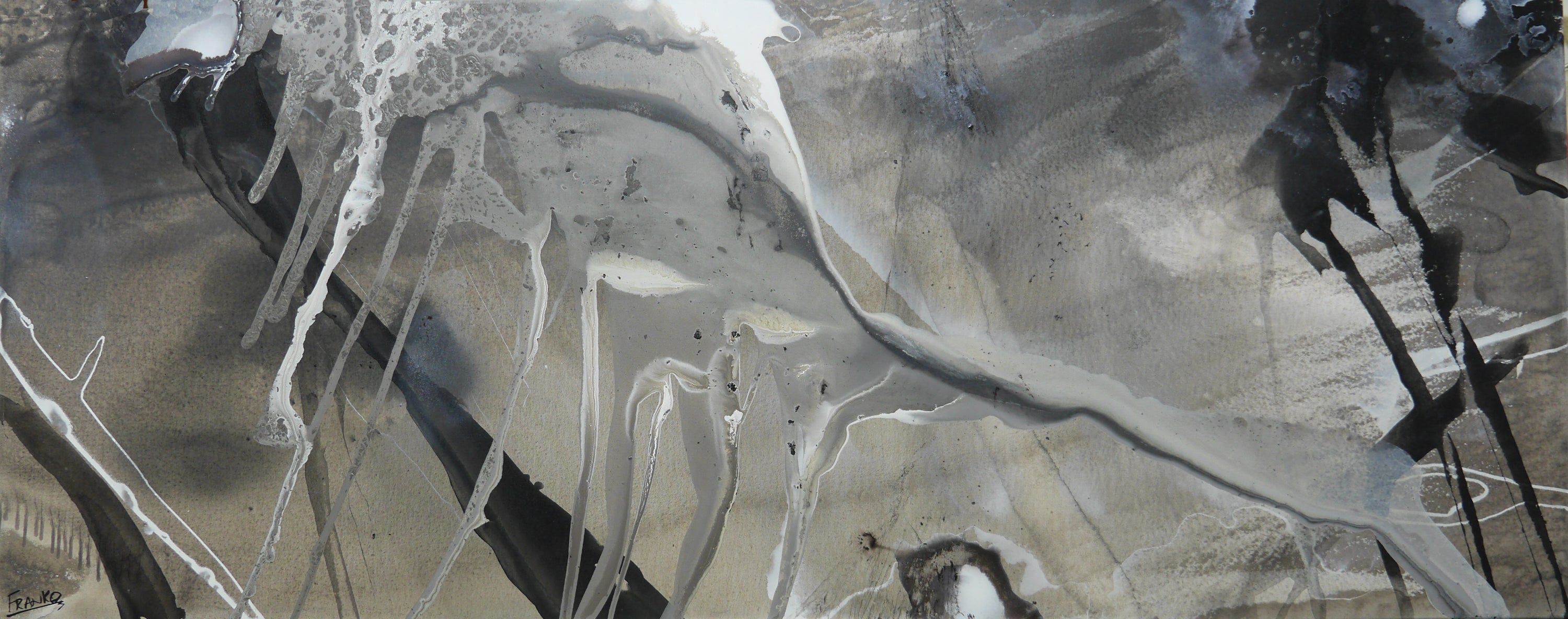 Refined 333 200cm x 80cm Blended Ink Abstract Painting