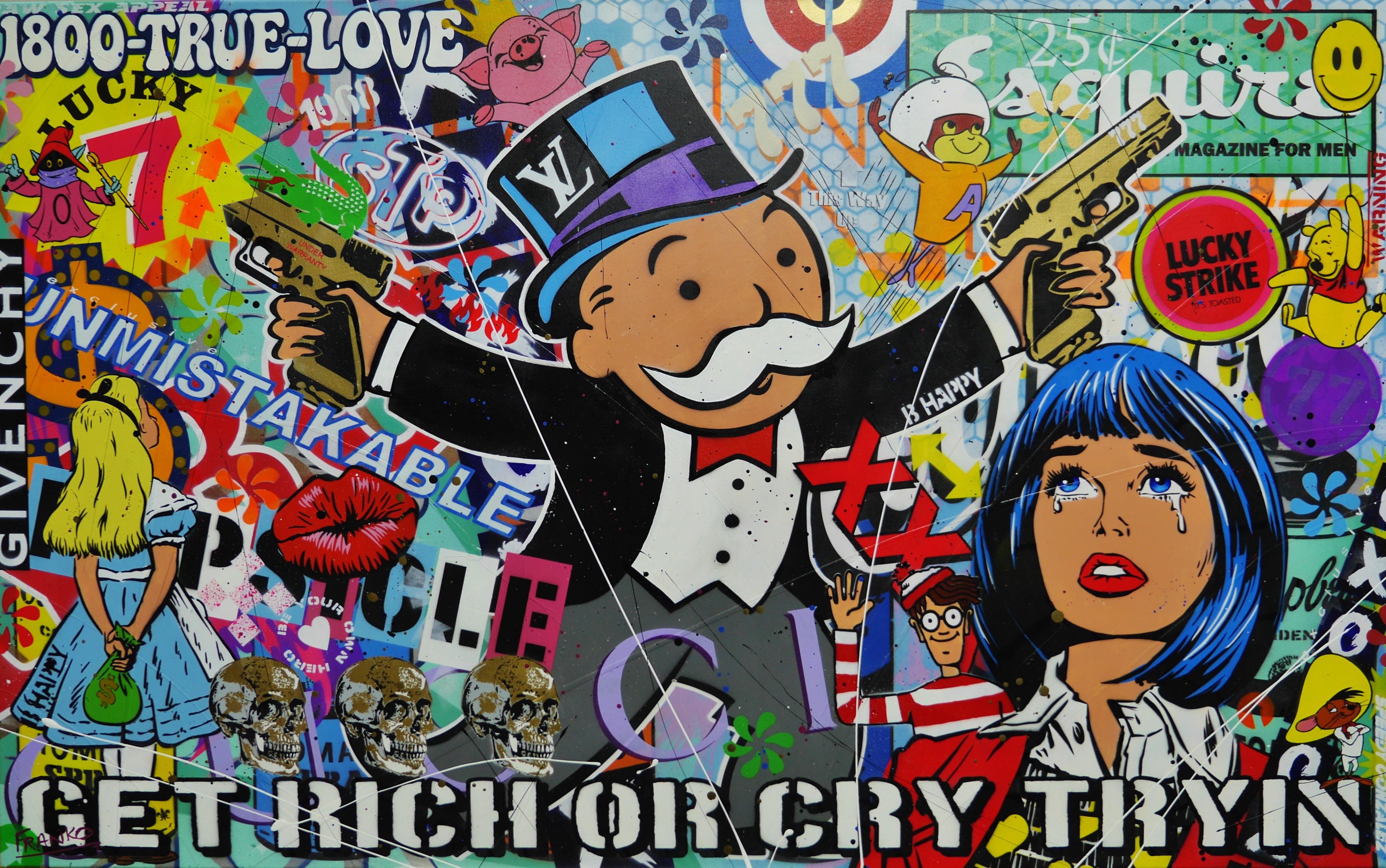 1800 Lucky Strike 160cm x 100cm Monopoly Man Textured Urban Pop