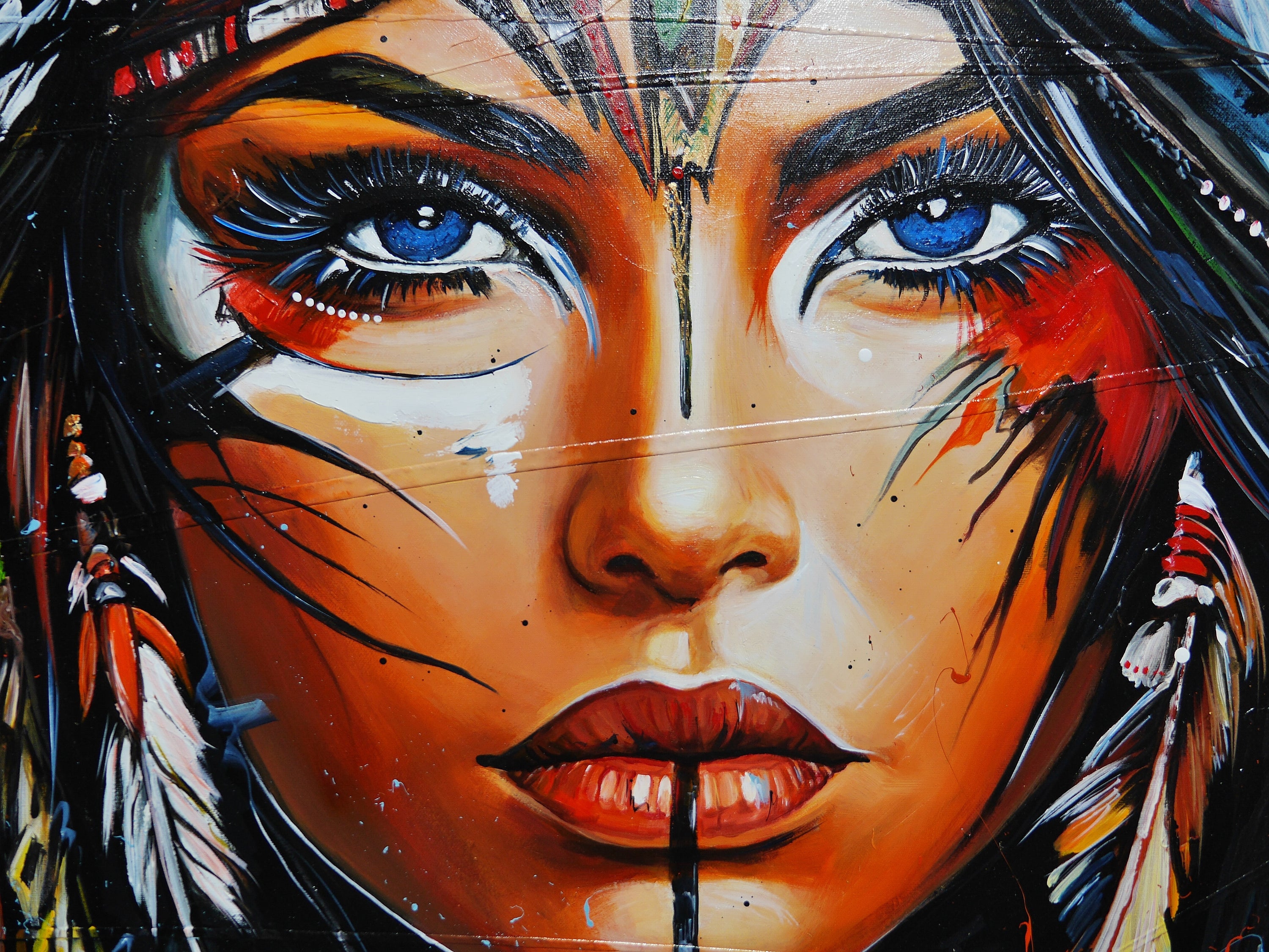 Takoda 190cm x 100cm FRAMED Warrioress Abstract Realism Textured Painting