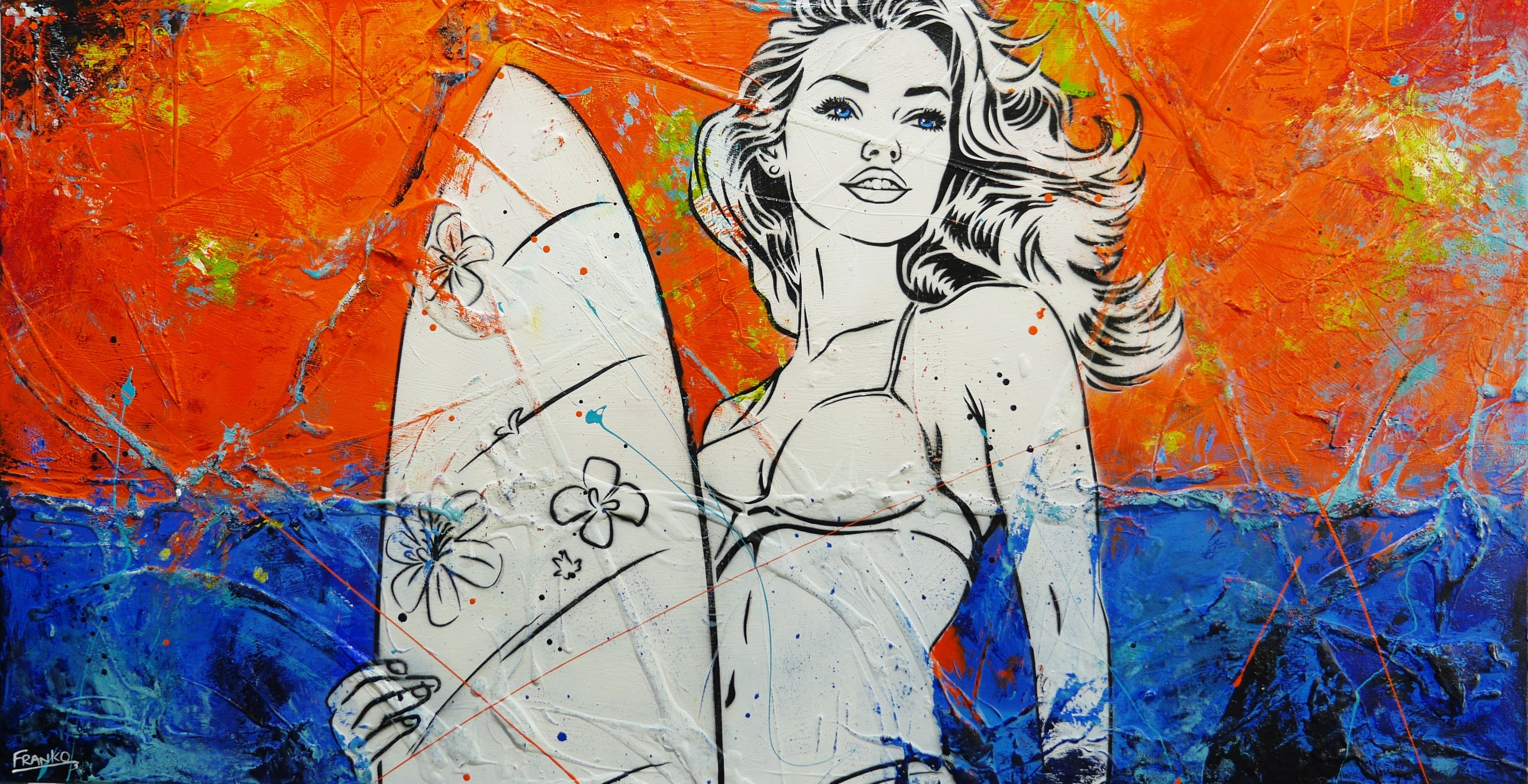 Summer Vibes 190cm x 100cm Cocktails Textured Urban Pop Art Painting