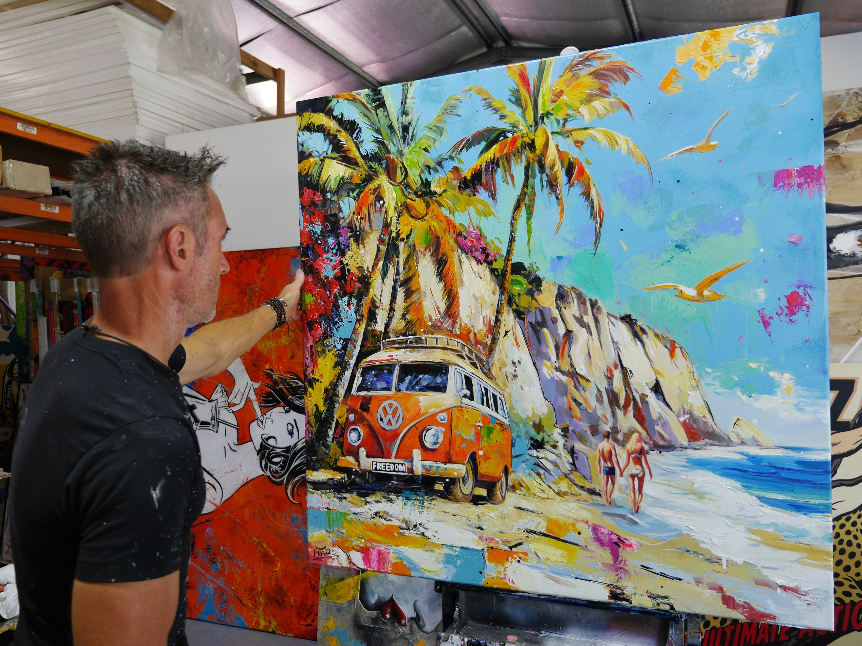 Freedom Beach 120cm x 120cm Abstract Realism Textured Framed Painting (SOLD)