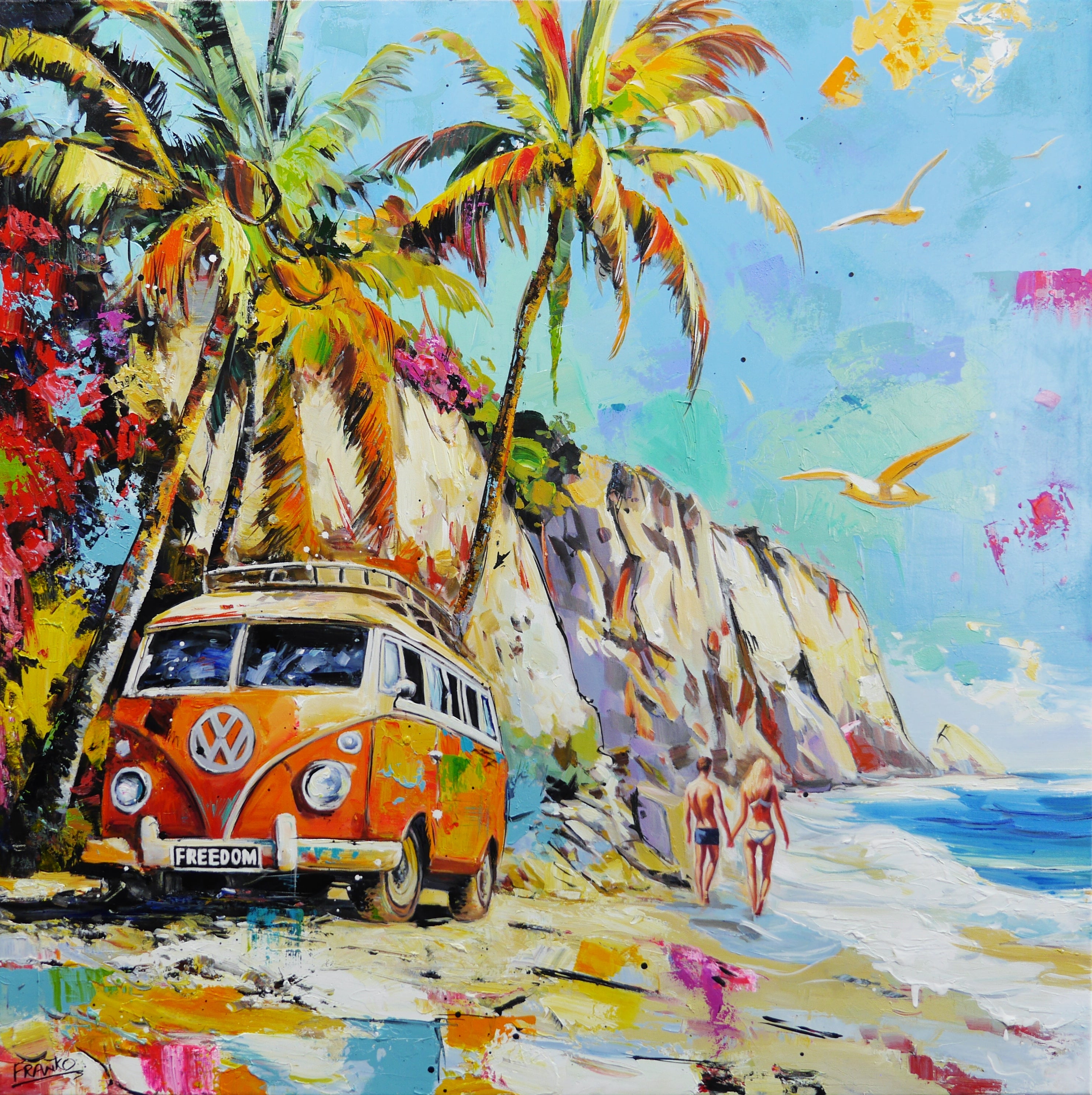 Freedom Beach 120cm x 120cm Abstract Realism Textured Framed Painting (SOLD)