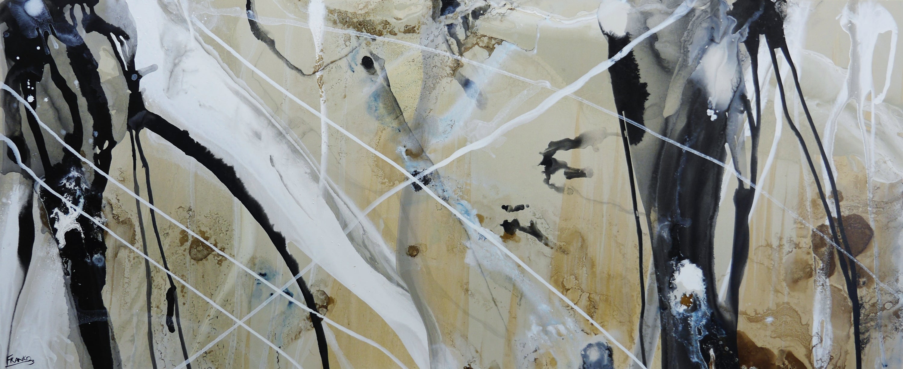 Refined 909 240cm x 100cm Blended Ink Abstract Painting