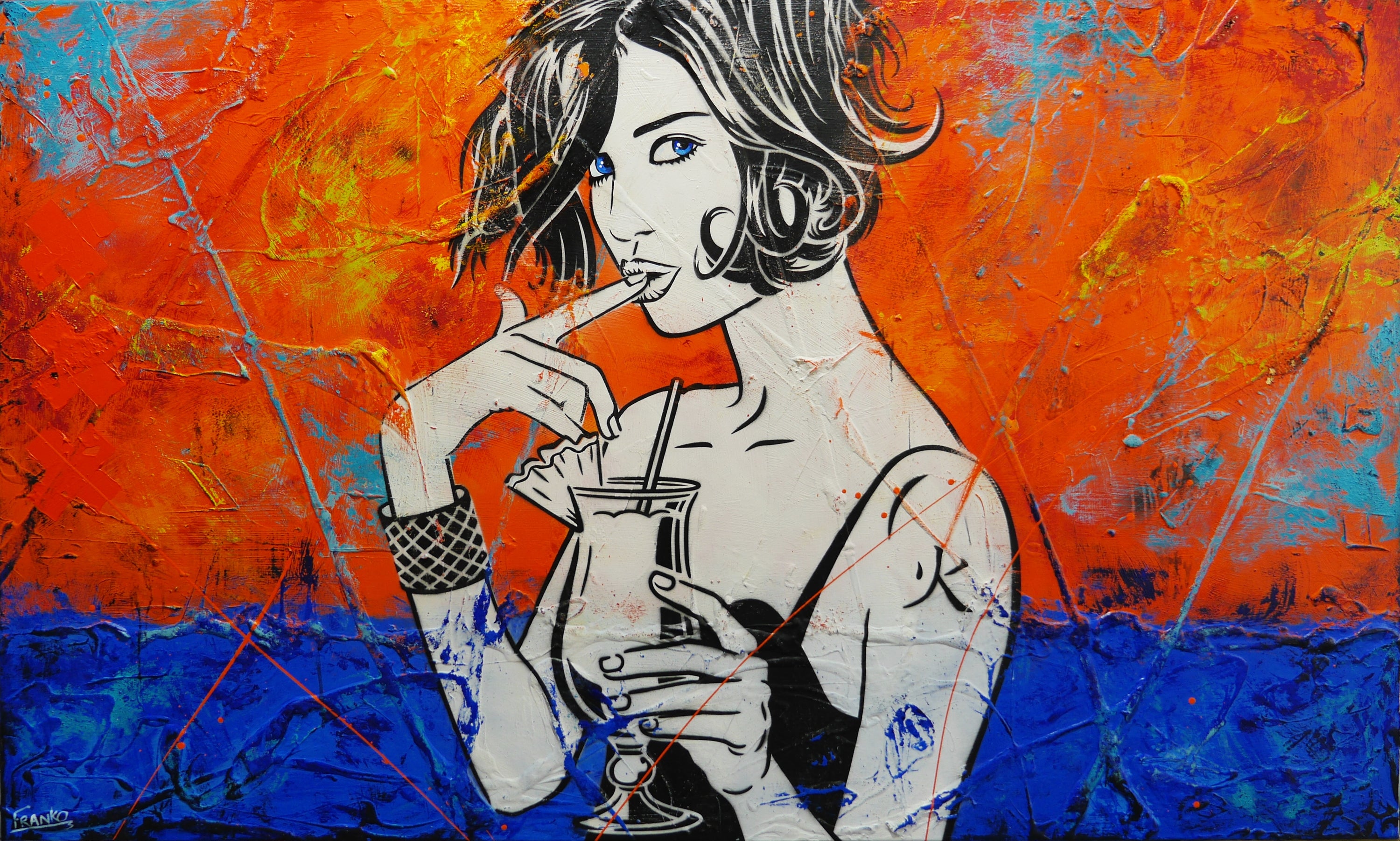 Pina Coladas @ Sunset 200cm x 120cm Textured Urban Pop Art Painting (SOLD)