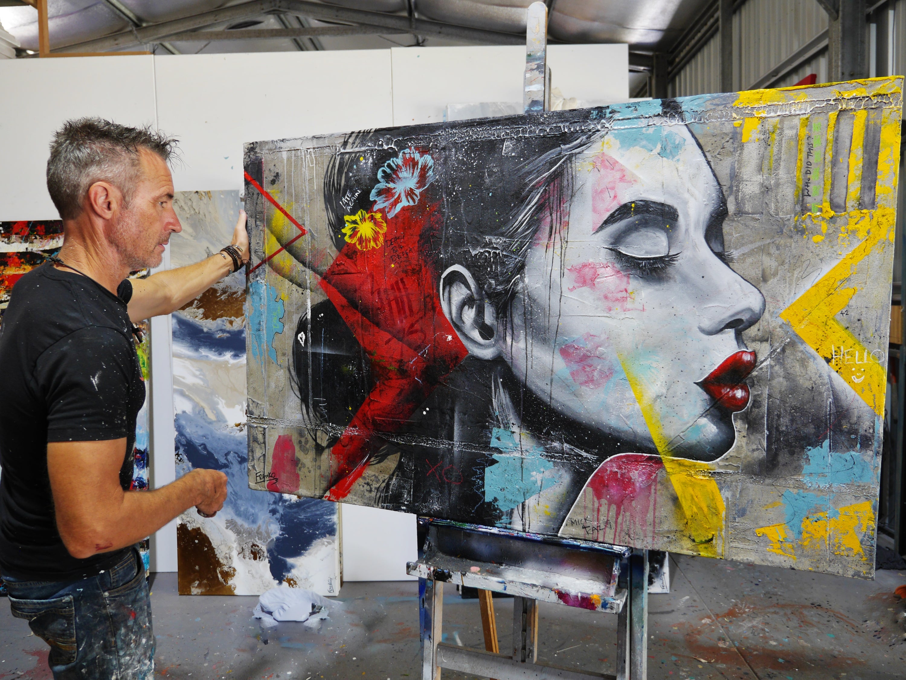 Blow 160cm x 100cm Industrial Concrete Textured Urban Pop Art Painting