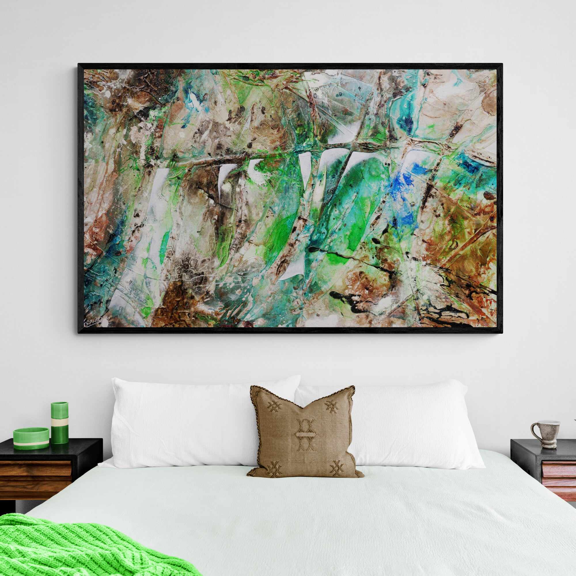Palm Springs Bling 160cm x 100cm Green Rust Textured Abstract Painting (SOLD)-Abstract-[Franko Artist]-[Gold Coast]-[Brisbane]-[Huge]-Franklin Art Studio