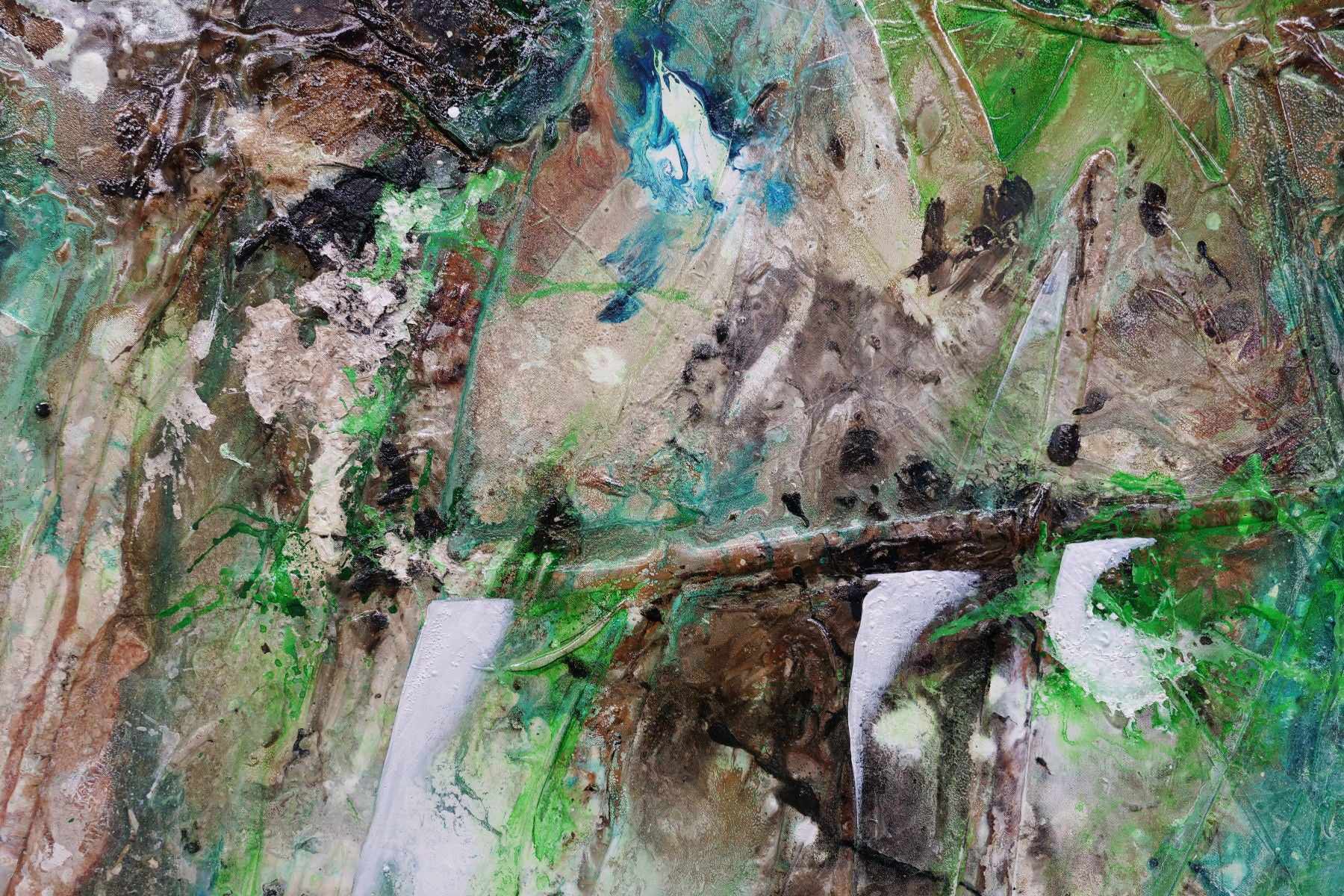 Palm Springs Bling 160cm x 100cm Green Rust Textured Abstract Painting (SOLD)
