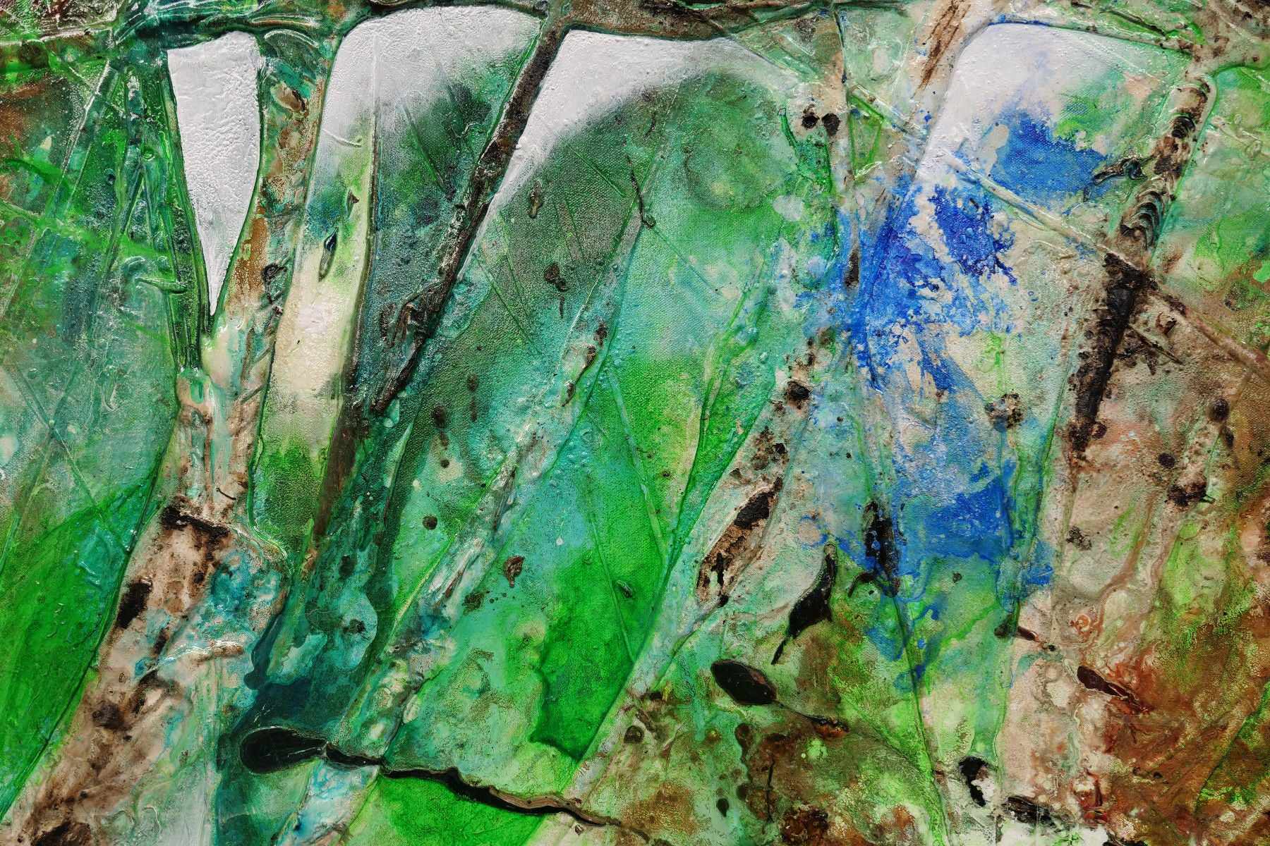 Palm Springs Bling 160cm x 100cm Green Rust Textured Abstract Painting (SOLD)