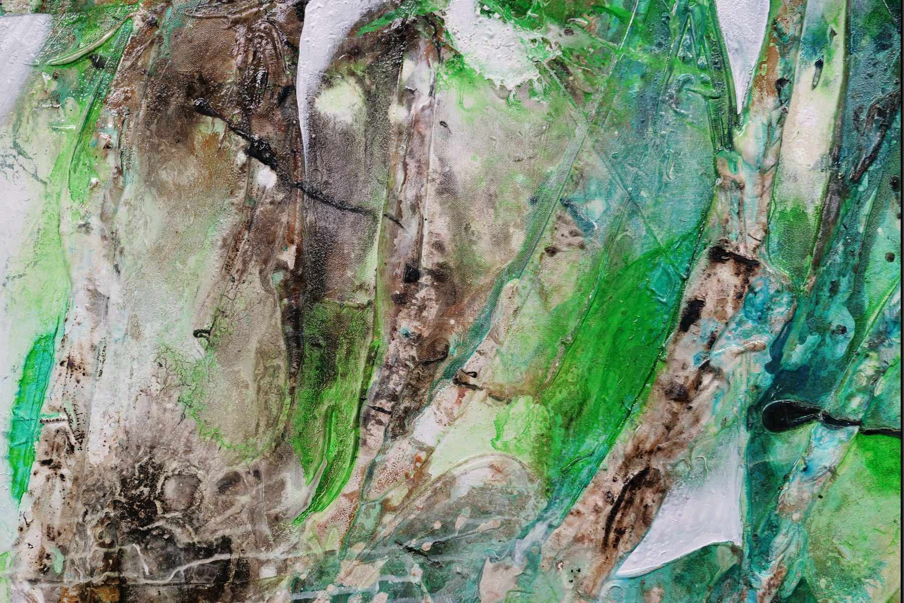Palm Springs Bling 160cm x 100cm Green Rust Textured Abstract Painting (SOLD)
