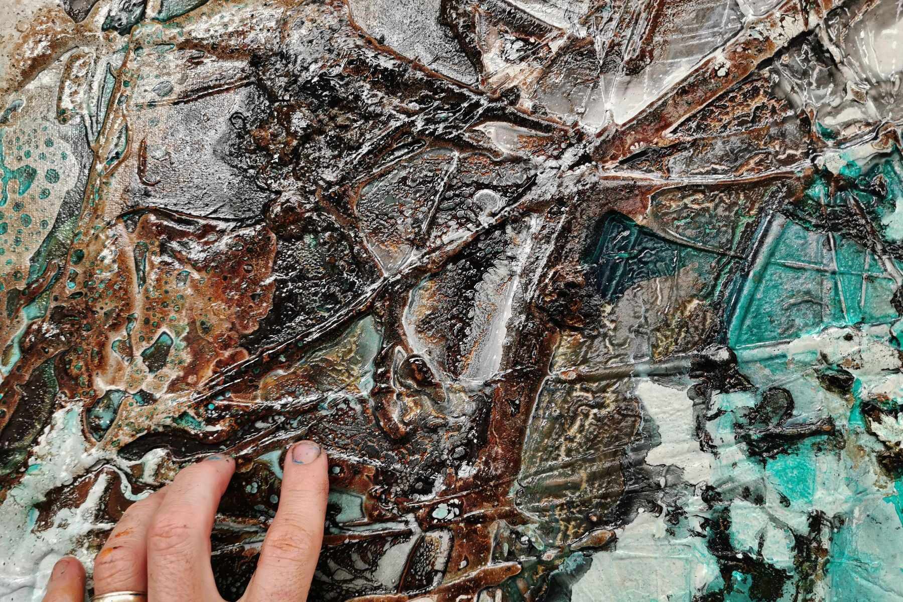 Palm Springs Bling 240cm x 100cm Cream Green Textured Abstract Painting (SOLD)-Abstract-[Franko]-[Artist]-[Australia]-[Painting]-Franklin Art Studio