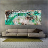 Palm Springs Bling 240cm x 100cm Cream Green Textured Abstract Painting (SOLD)-Abstract-Franko-[Franko]-[huge_art]-[Australia]-Franklin Art Studio