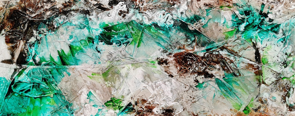Palm Springs Bling 240cm x 100cm Cream Green Textured Abstract Painting (SOLD)-Abstract-[Franko ]-[Gallery]-[popular]-[Australia]-Franklin Art Studio