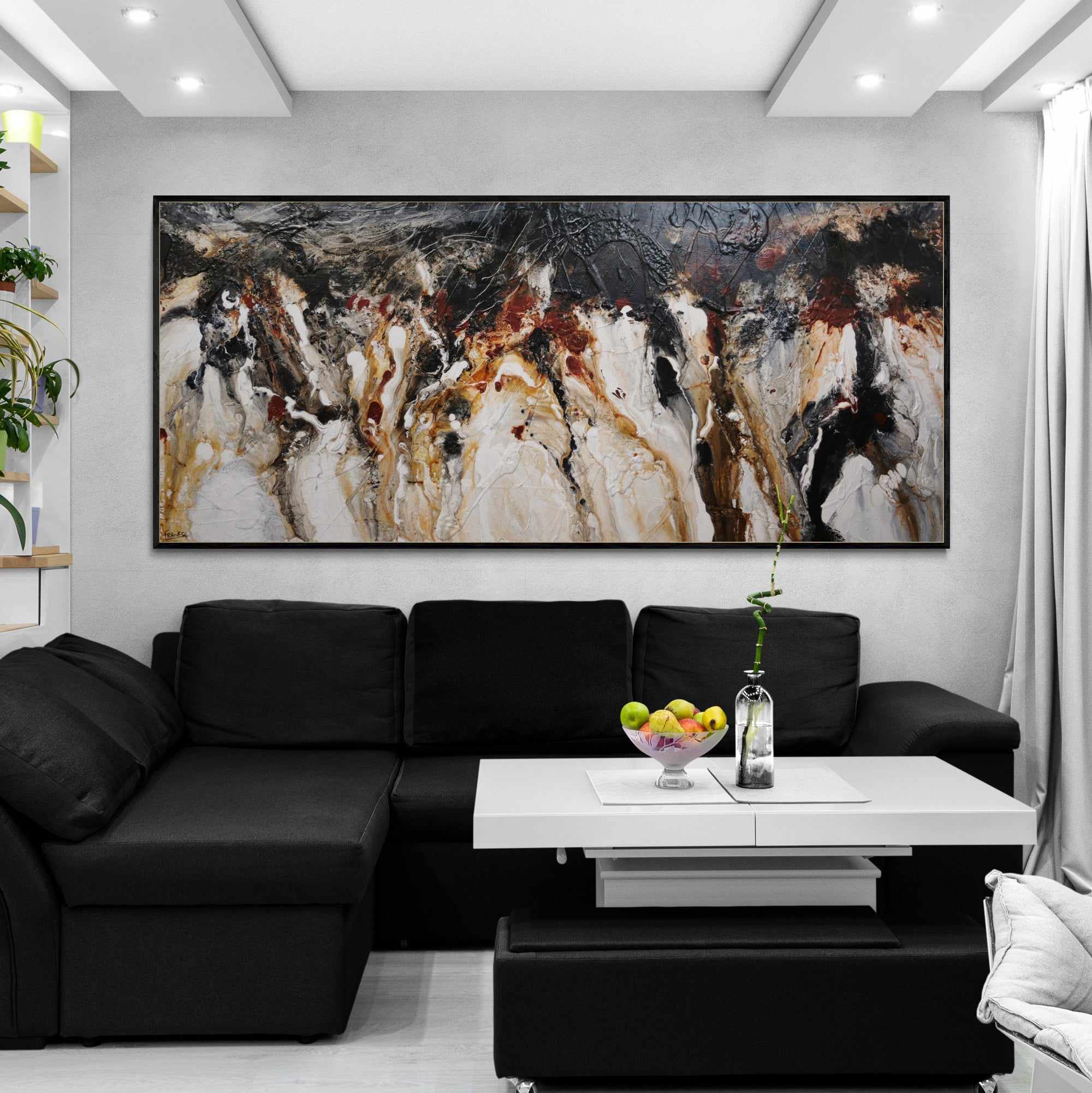 Pangea 270cm x 120cm Black Oxide Rust Textured Abstract Painting (SOLD)-Abstract-[Franko Artist]-[Cheryl]-[Wendy]-[Gabriela]-Franklin Art Studio