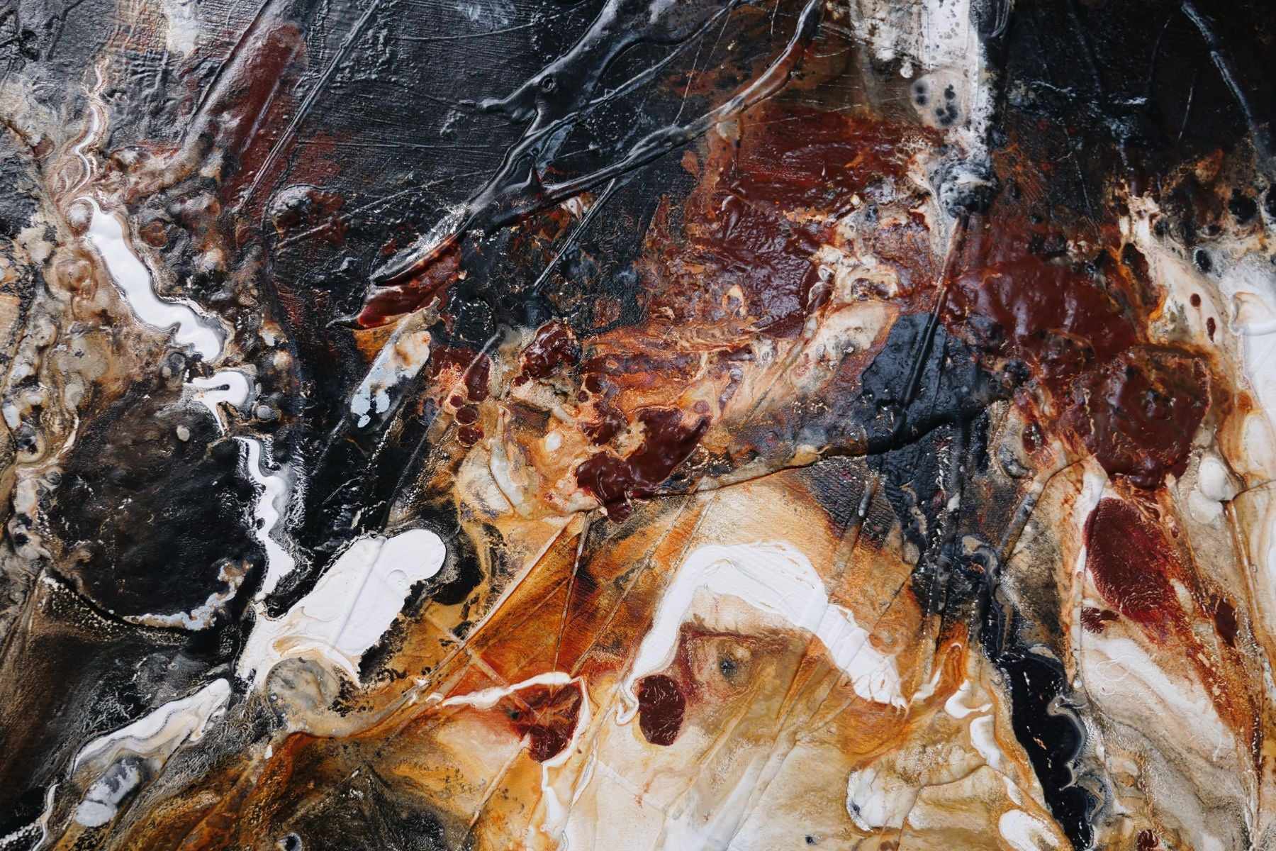 Pangea 270cm x 120cm Black Oxide Rust Textured Abstract Painting (SOLD)