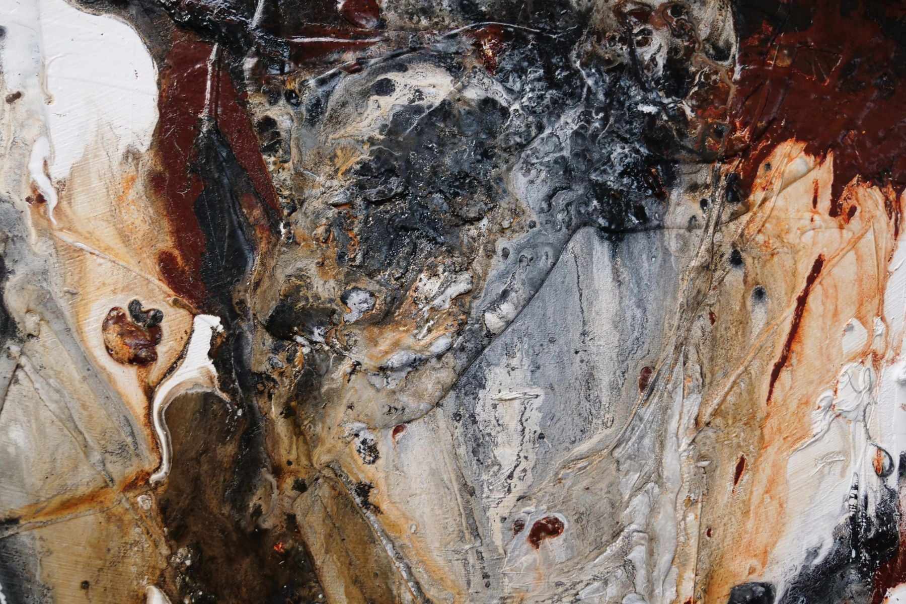 Pangea 270cm x 120cm Black Oxide Rust Textured Abstract Painting (SOLD)