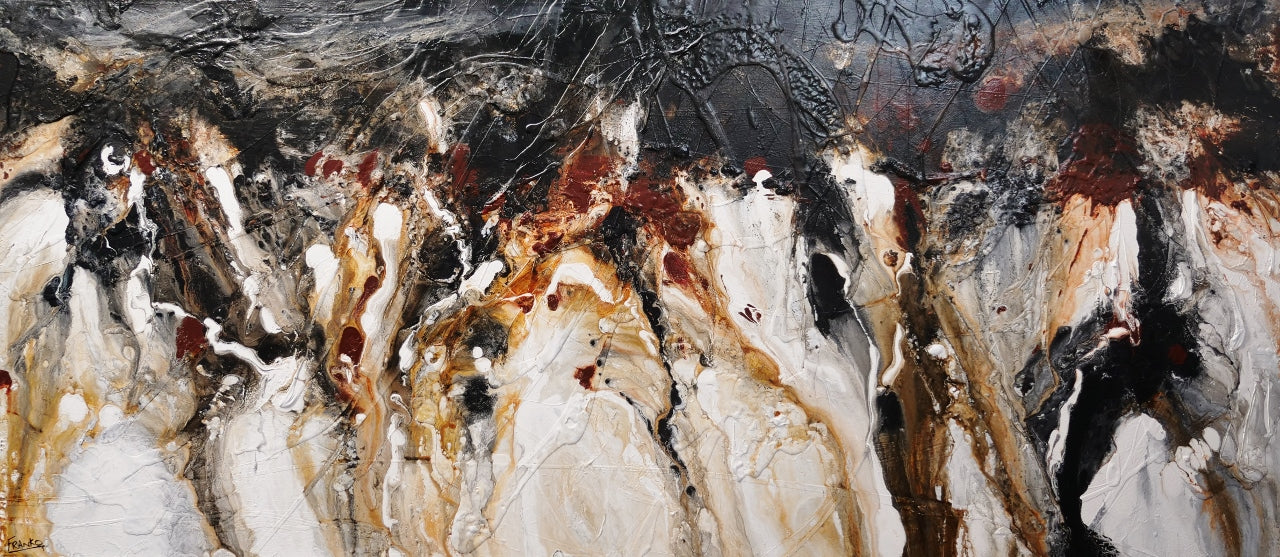 Pangaea 270cm x 120cm Black Oxide Rust Textured Abstract Painting-Abstract-Franko-[Franko]-[Australia_Art]-[Art_Lovers_Australia]-Franklin Art Studio