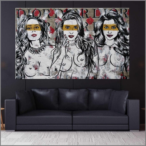 Parading Part Trois 160cm x 100cm Nude Concrete Urban Pop Art Painting (SOLD)-concrete-Franko-[huge]-[Australian]-[best Selling]-Franklin Art Studio