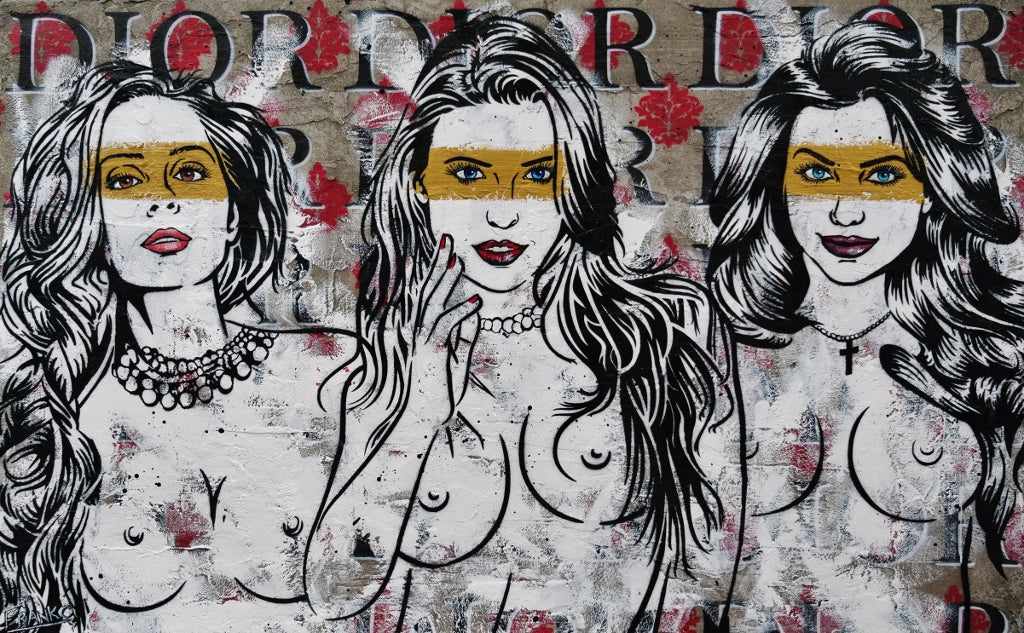 Parading Part Trois 160cm x 100cm Nude Concrete Urban Pop Art Painting (SOLD)-concrete-Franko-[Franko]-[Australia_Art]-[Art_Lovers_Australia]-Franklin Art Studio