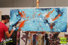 Paradise Blu 200cm x 80cm Blue Orange Abstract Painting (SOLD)-Abstract-Franko-[franko_artist]-[Art]-[interior_design]-Franklin Art Studio