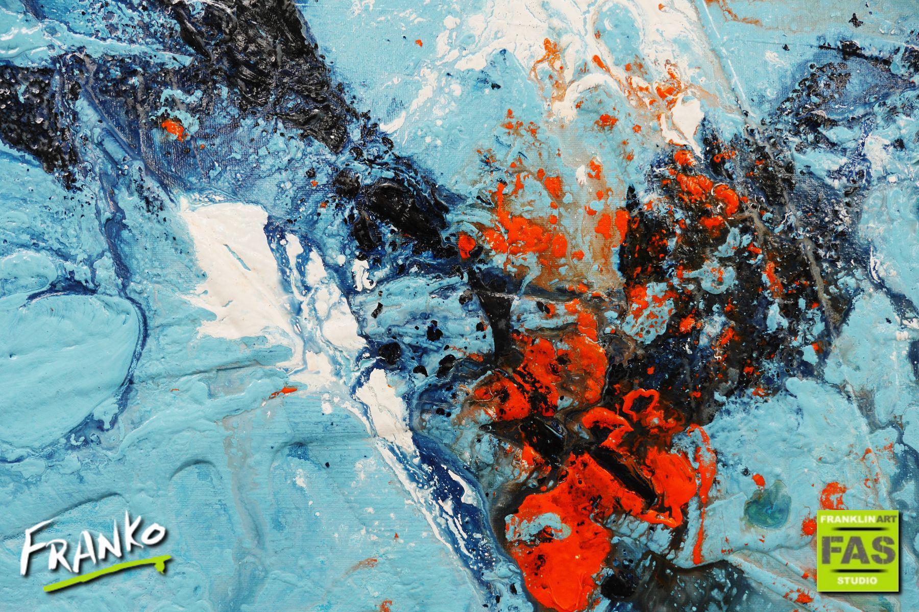 Paradise Blu 200cm x 80cm Blue Orange Abstract Painting (SOLD)