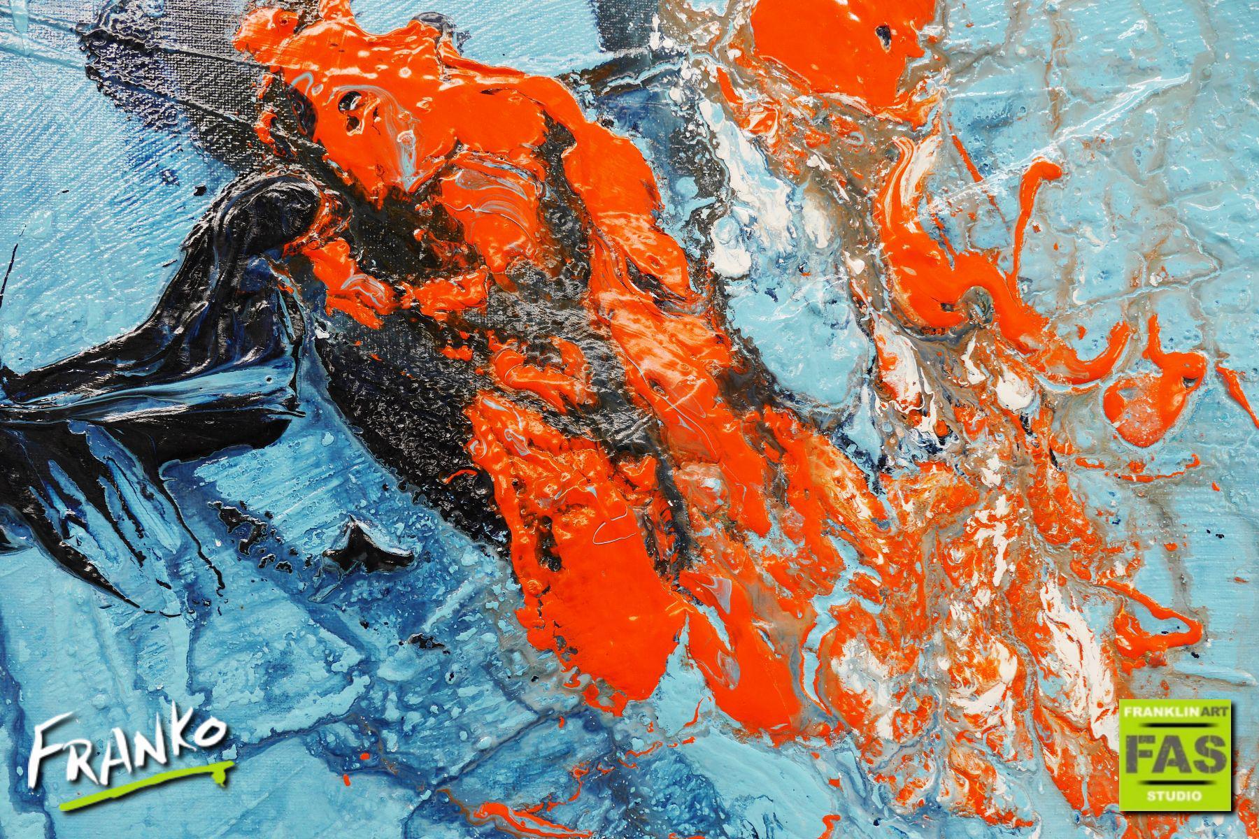 Paradise Blu 200cm x 80cm Blue Orange Abstract Painting (SOLD)-Abstract-[Franko]-[Artist]-[Australia]-[Painting]-Franklin Art Studio
